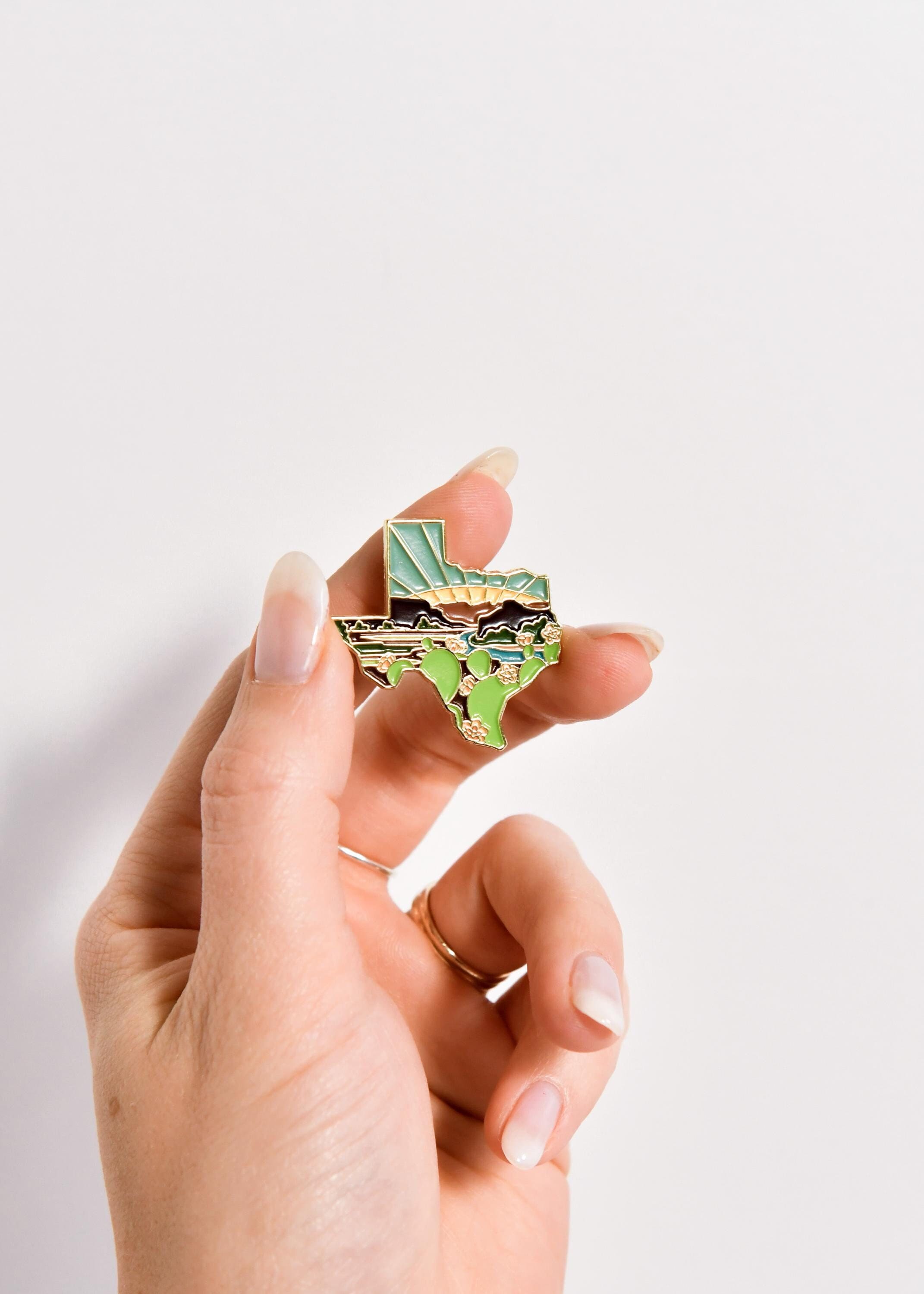 Texas Enamel Pin | Gold Soft Enamel Pin | Illustrated United State Pin | Butterfly Clasp | 1.25&quot;