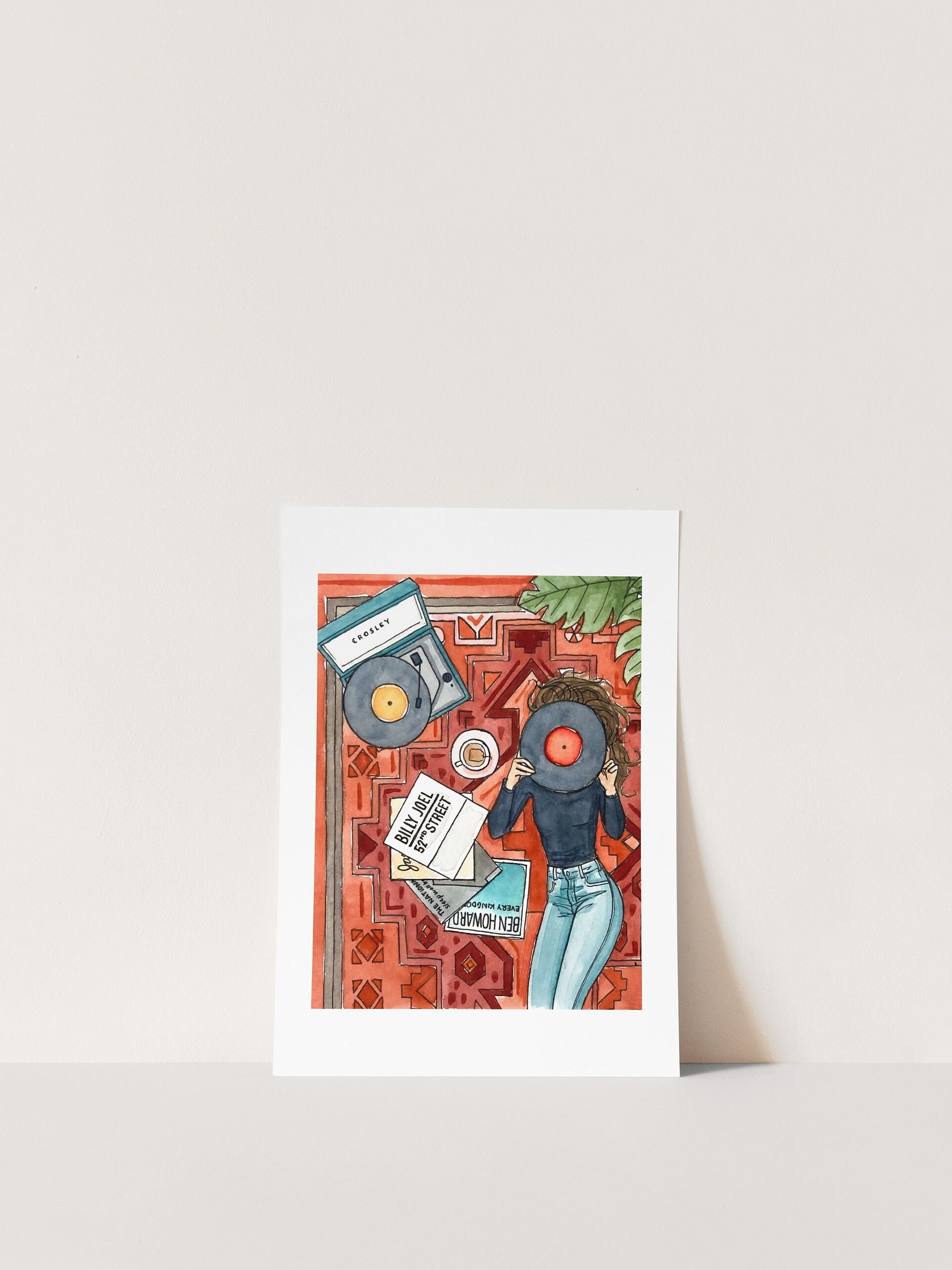 Record Print | Watercolor Illustration | Wall Art | 8x10&quot; 5x7&quot; Archival Art Print | Music Lover Gift