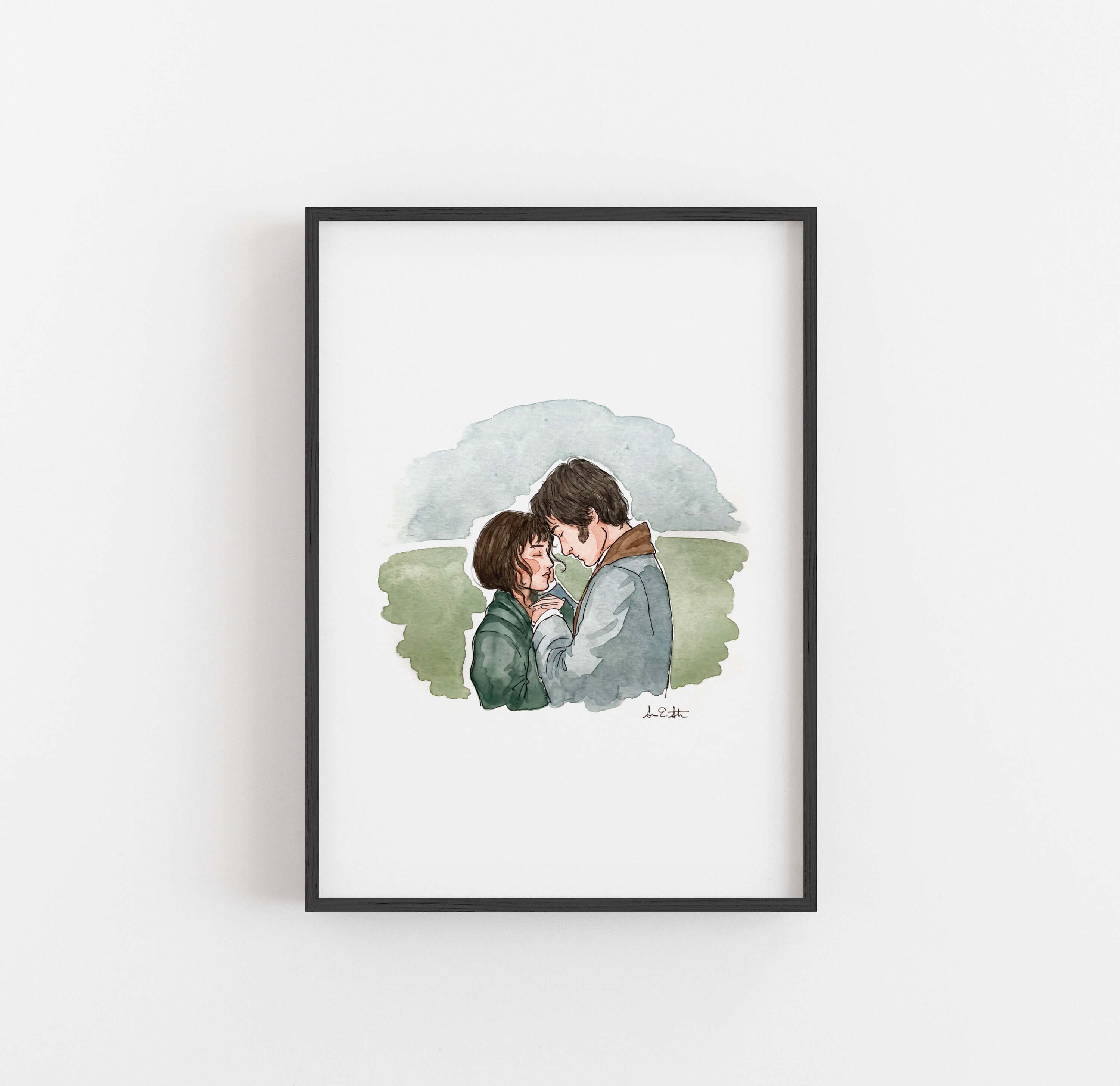 Pride & Prejudice Lizzie and Darcy Print | Watercolor Illustration | Wall Art | 8x10&quot; 5x7&quot; Archival Art Print