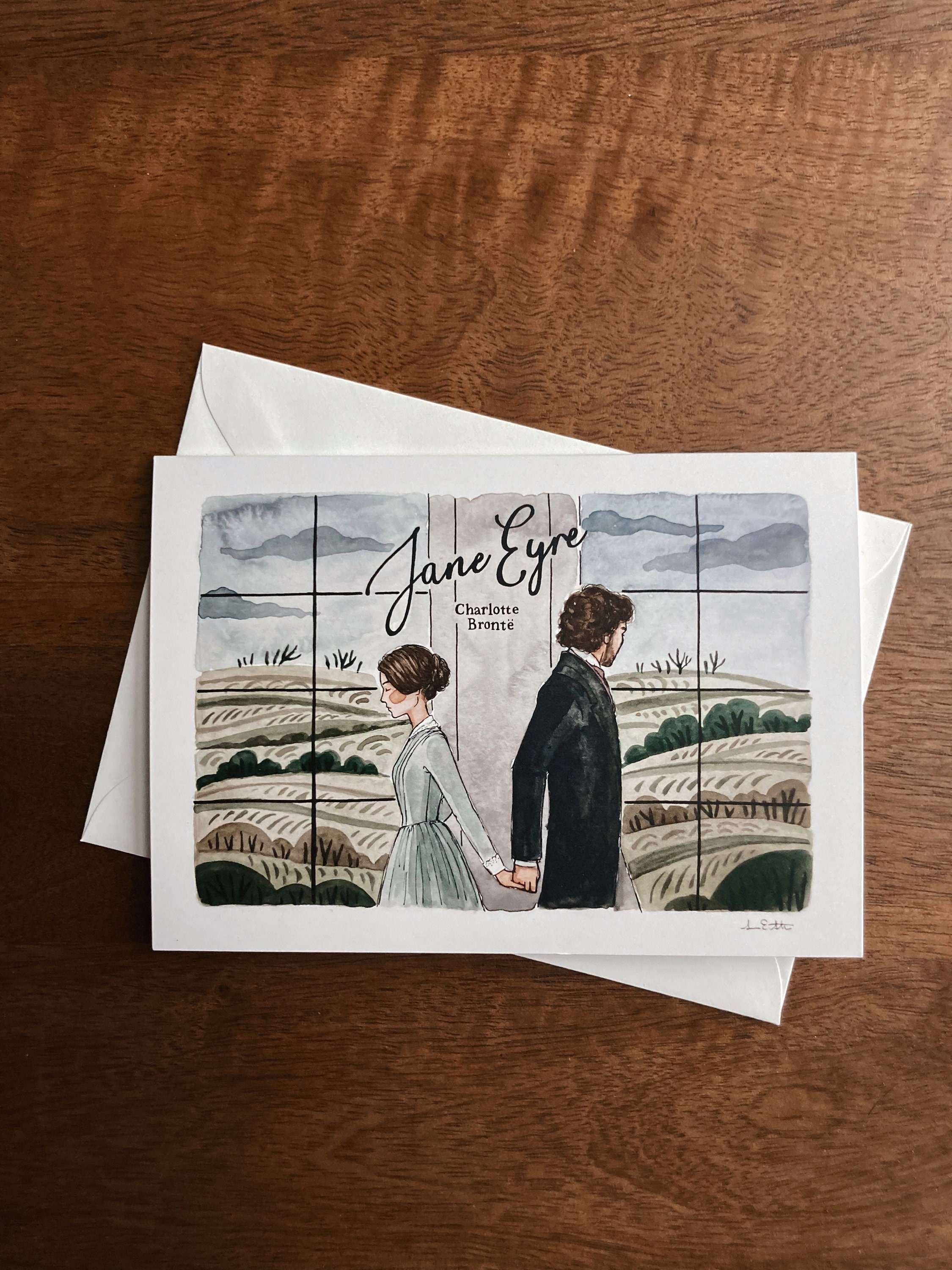 Jane Eyre Greeting Card | Charlotte Bronte Watercolor | Blank Stationary | Literary Greeting Card | Jane and Rochester | Individual Card