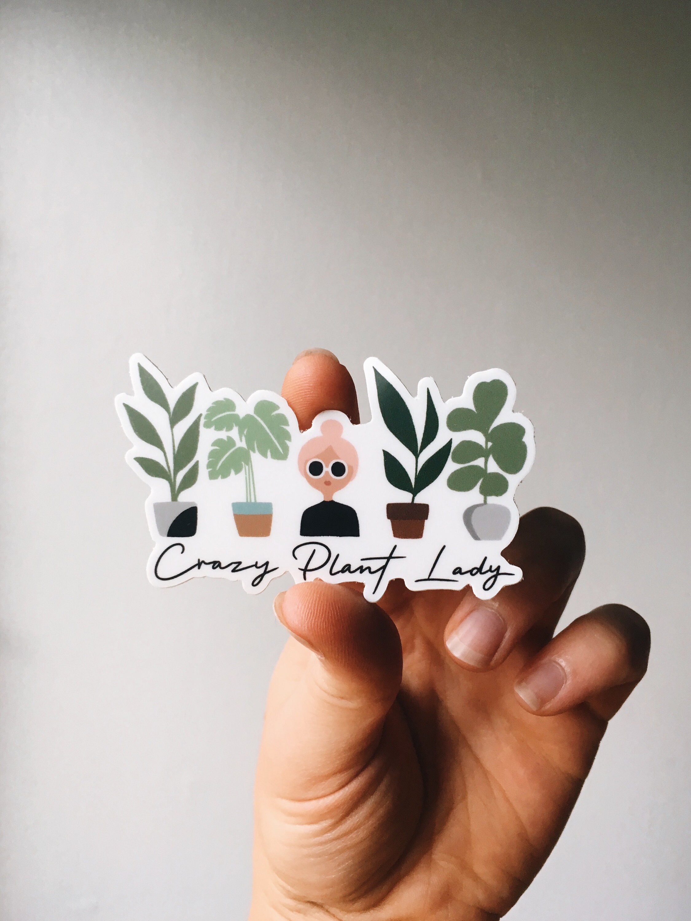 Crazy Plant Lady Durable Sticker | With or Without Text | Plant Lover Decal | Vinyl Weatherproof Decal | Water Bottle Sticker | 3&quot;