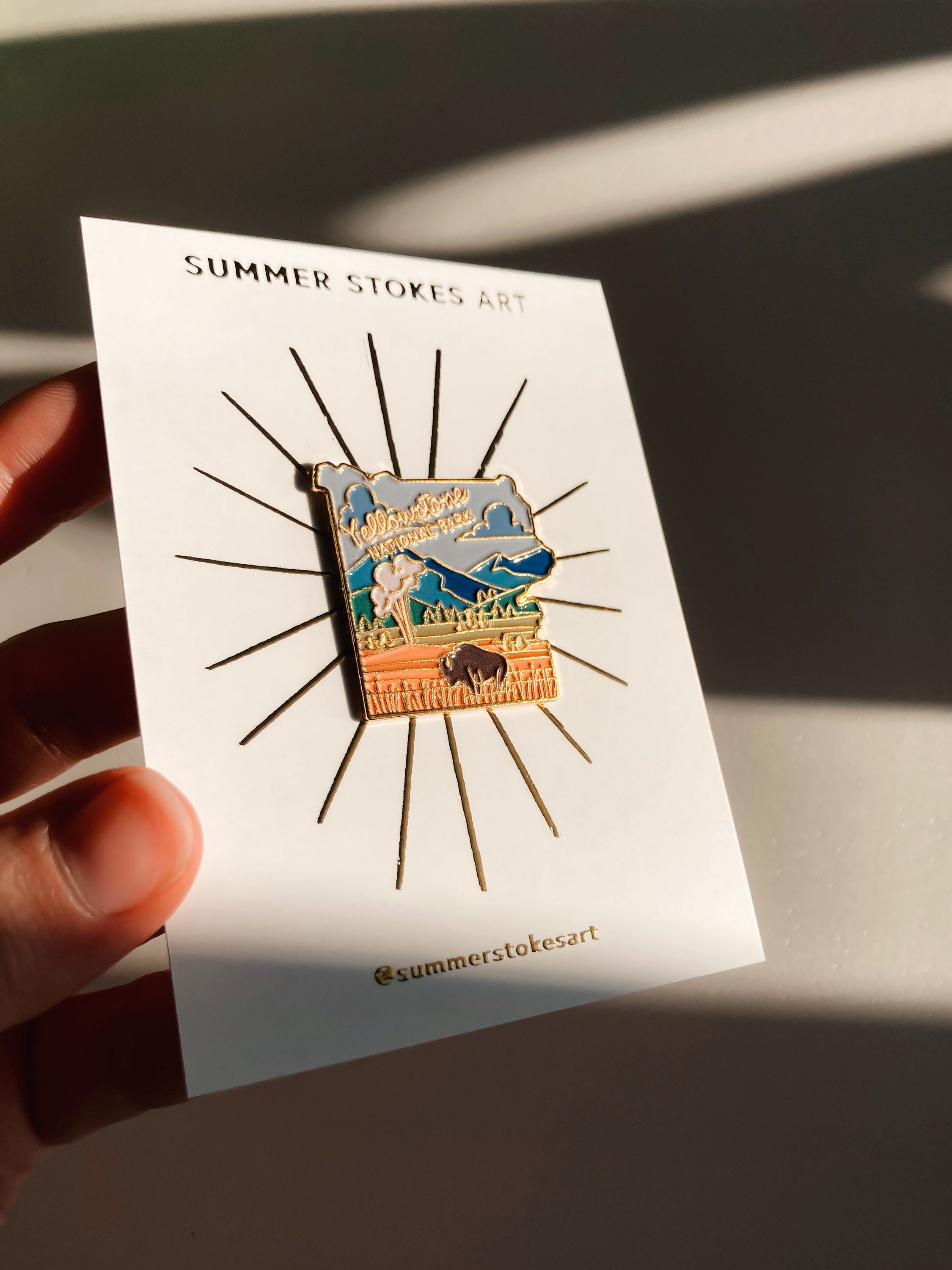 Yellowstone National Park Enamel Pin | Illustrated Pin | Butterfly Clasp | 1&quot;