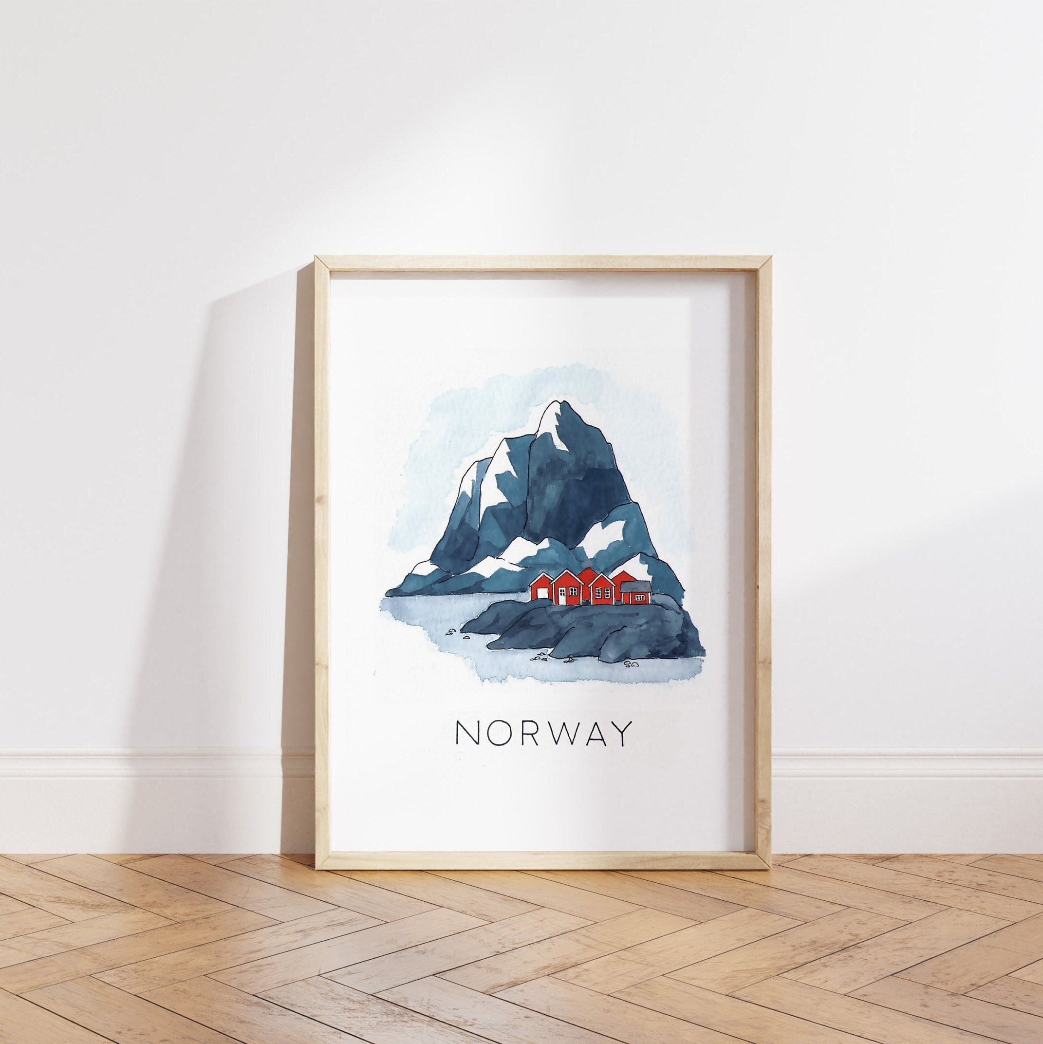 Beautiful Norway Landscape Art Print | Nordic Illustration | Scandinavian Art Print | Nature Wall Decor | Nursery Decor | Travel Wall Art