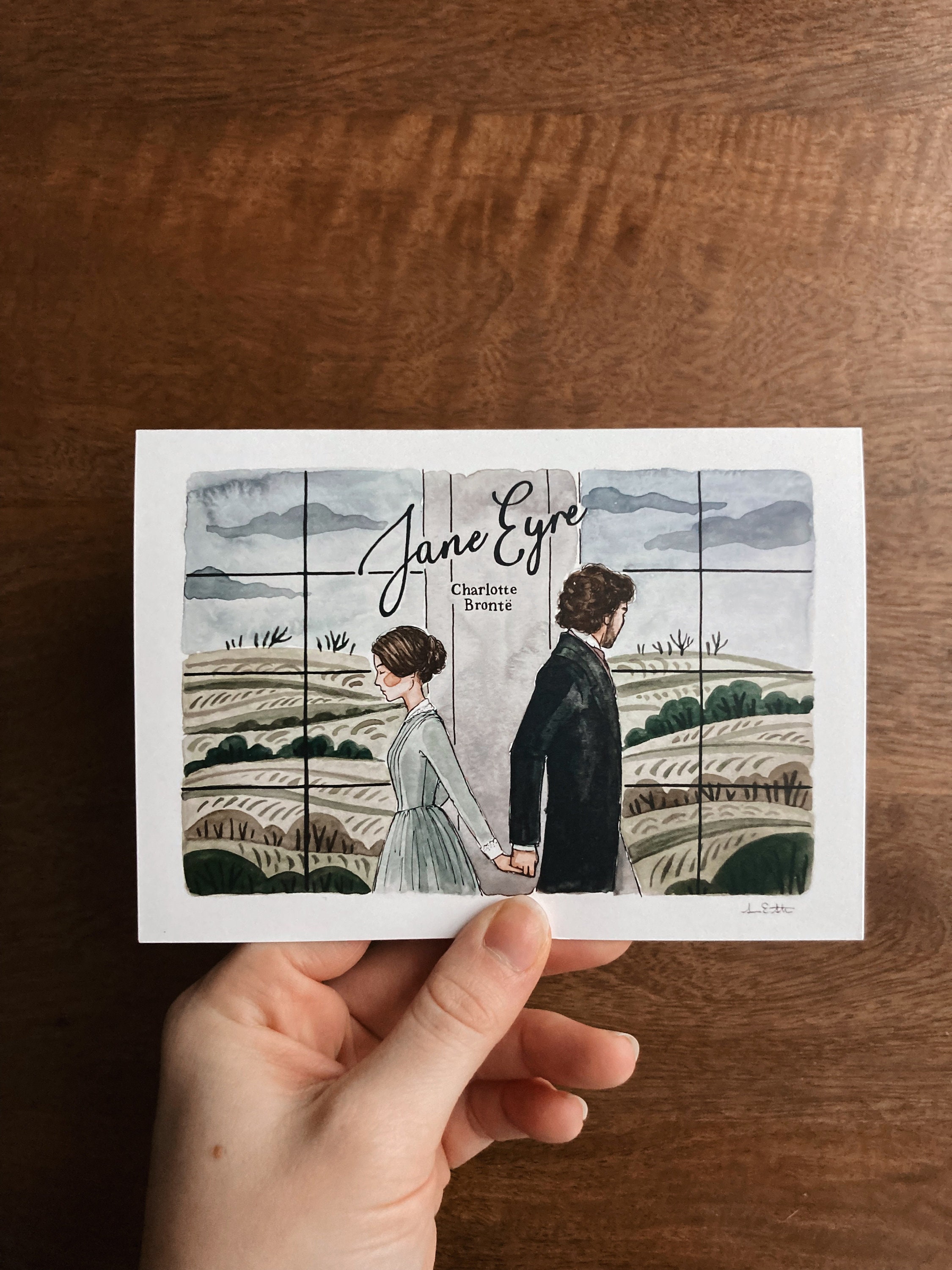 Jane Eyre Greeting Card | Charlotte Bronte Watercolor | Blank Stationary | Literary Greeting Card | Jane and Rochester | Individual Card