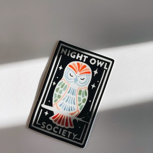 Night Owl Weatherproof, Durable Sticker Waterproof Cute Decal Water Bottle Sticker Phone decal image 2