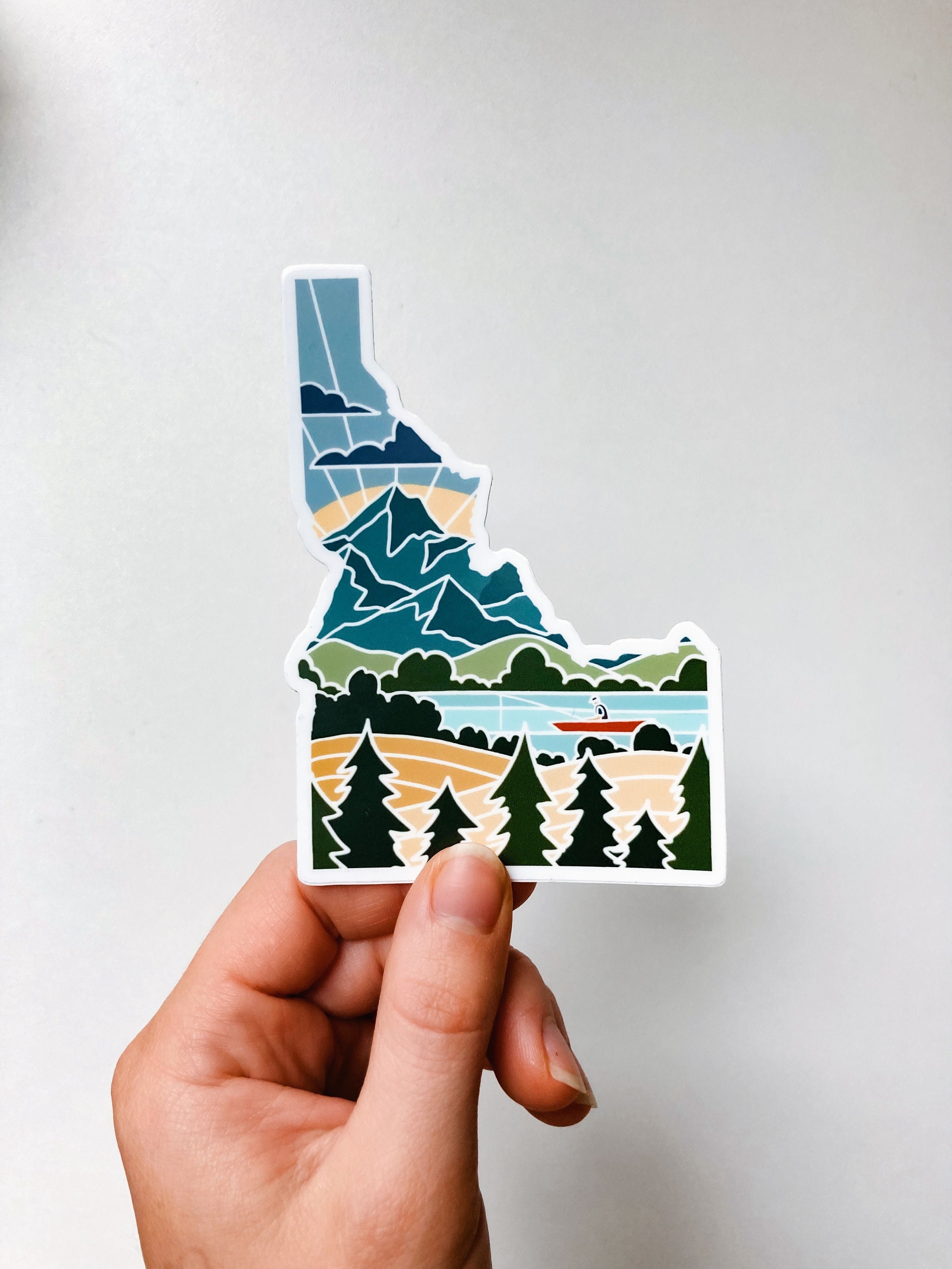 Idaho Mountain Durable Sticker | High Quality Bumper Sticker | United States Vinyl Decal | Weatherproof Sticker | Water Bottle Sticker | 4&quot;