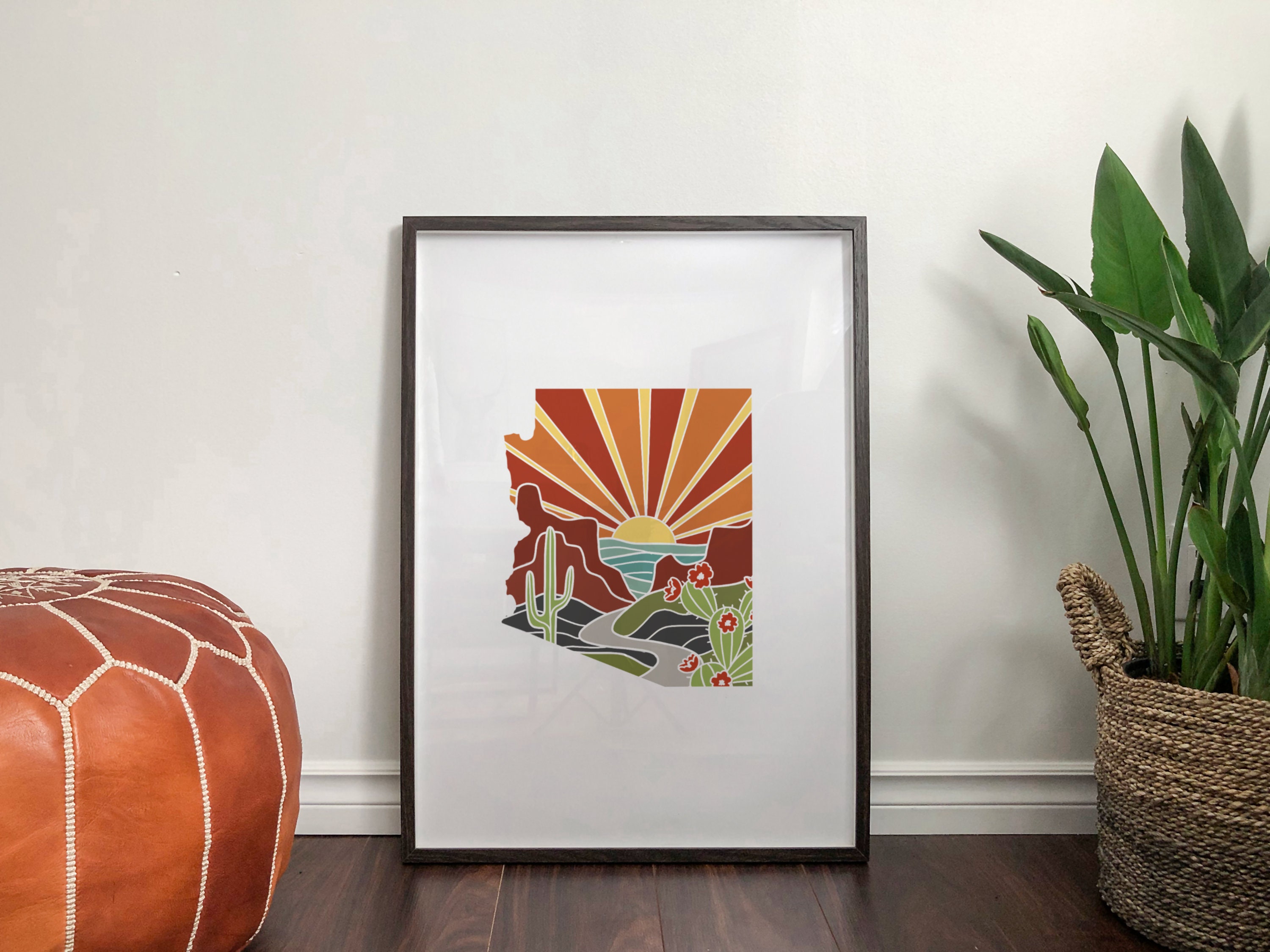 Arizona Art Print | State Wall Art | 5x7, 8x10, 11x14, 16x20 Archival Art Print | AZ Outline Poster | Arizona Illustration