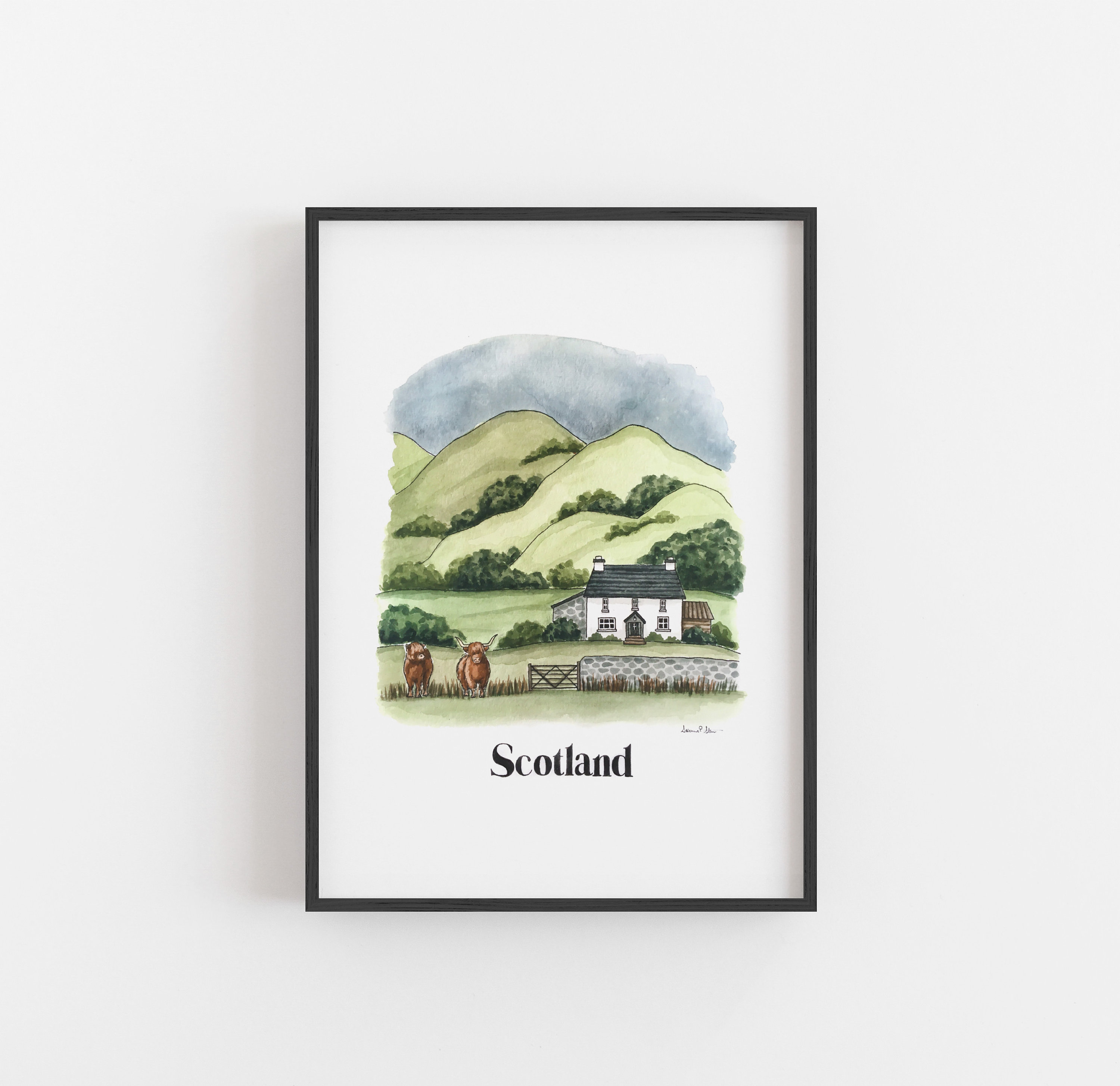 Scotland Print | Watercolor Illustration | Wall Art | 8x10&quot; 5x7&quot; Archival Art Print