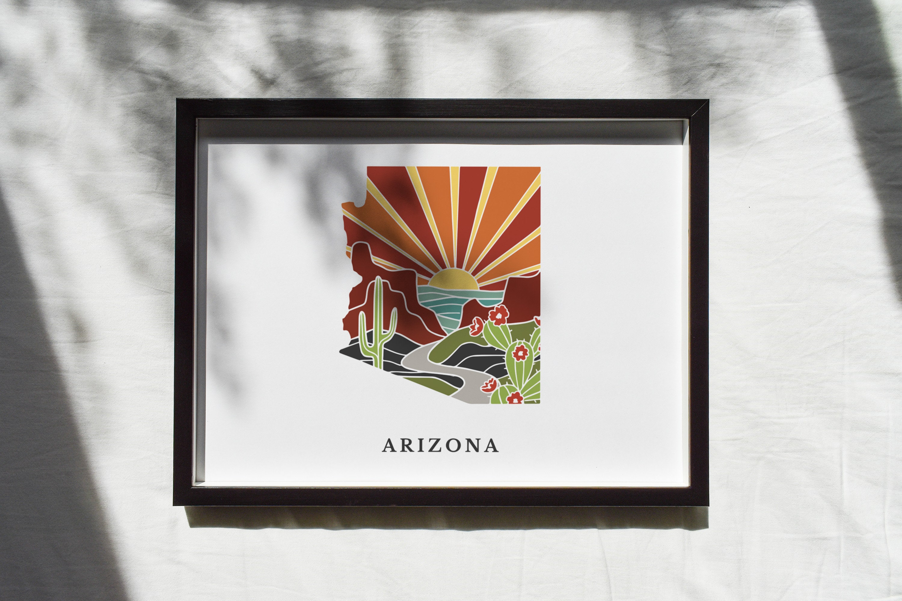 Arizona Art Print | State Wall Art | 5x7, 8x10, 11x14, 16x20 Archival Art Print | AZ Outline Poster | Arizona Illustration