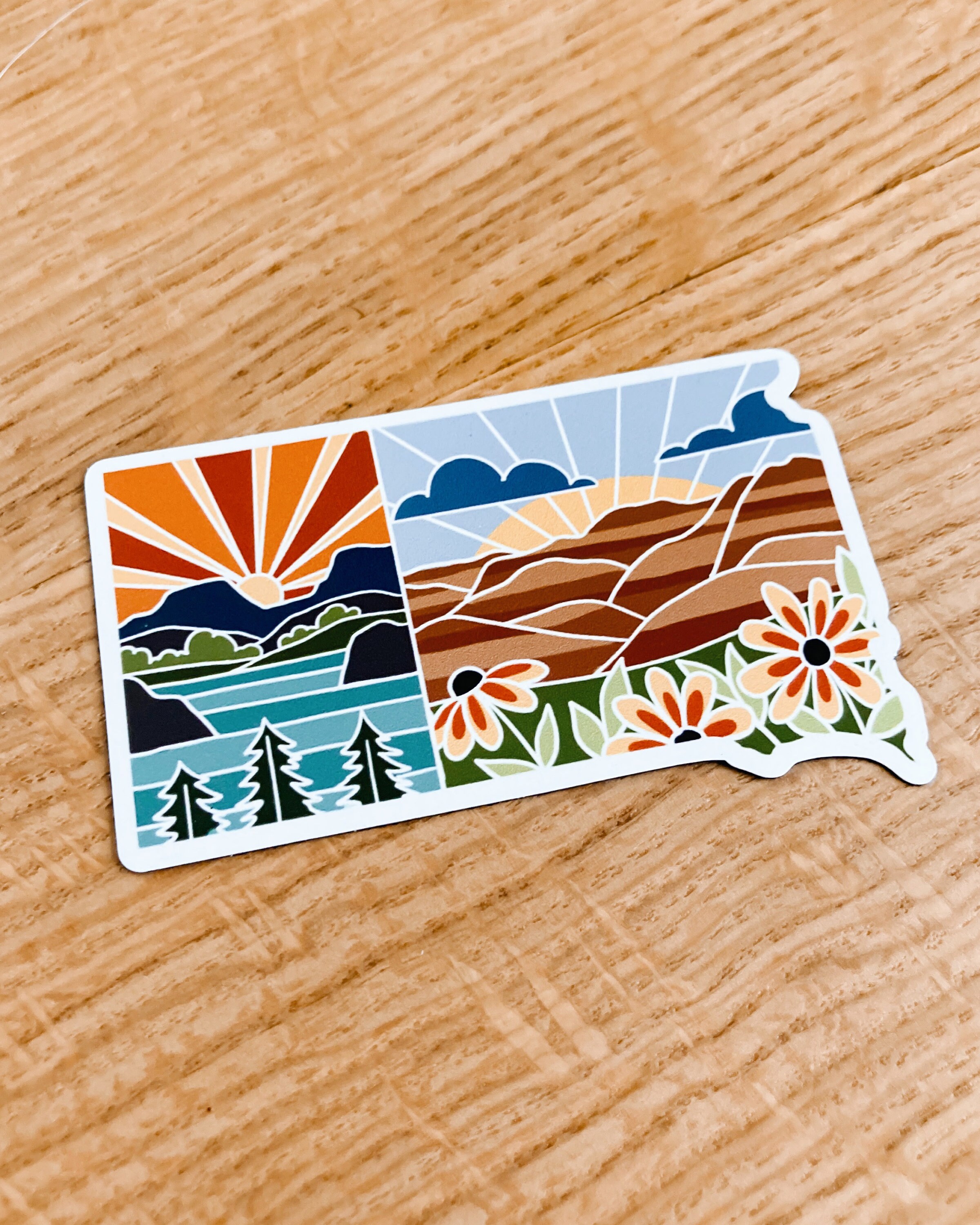 South Dakota Car Magnet | Weatherproof State Magnet | Outdoorsy Magnet | Locker Magnet | Fridge Magnet | Lightweight Magnet | 3&quot;
