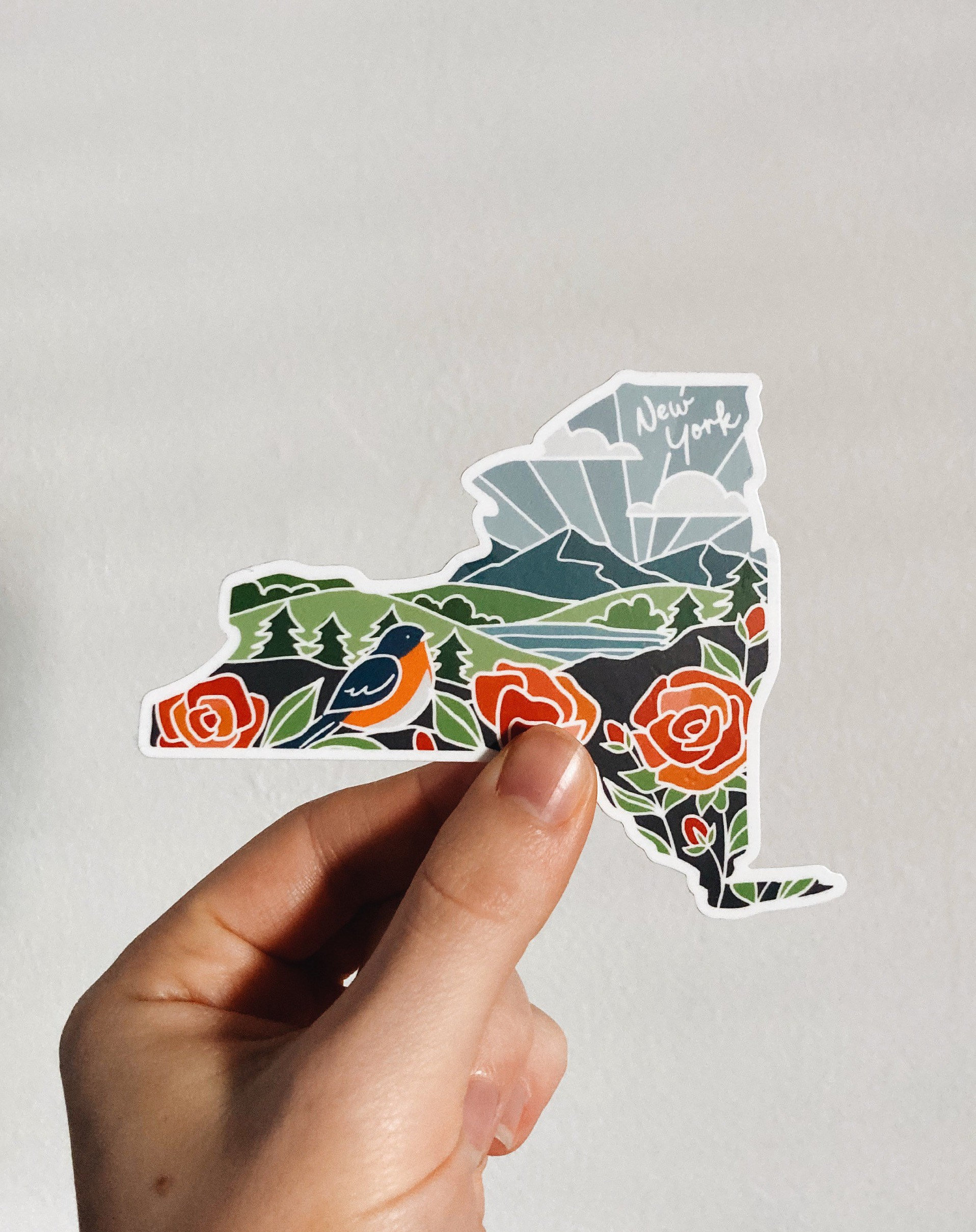 New York Rose Durable Sticker | High Quality Bumper Sticker | United States Vinyl Decal | Weatherproof Sticker | Water Bottle Sticker | 4&quot;