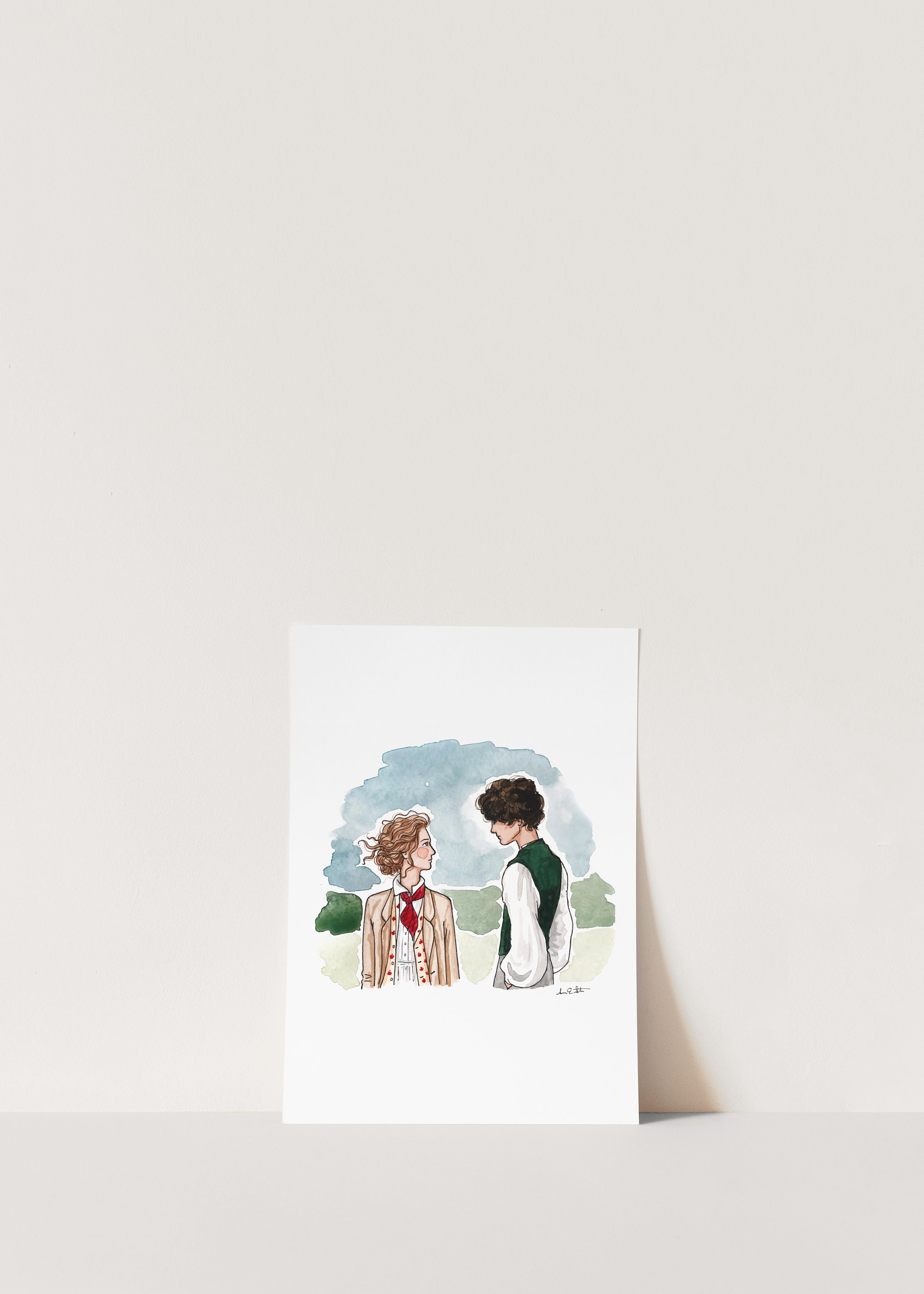 Little Women Print | Watercolor Illustration | Wall Art | 8x10&quot; 5x7&quot; Archival Art Print | Book Lover Gift | Jo & Laurie