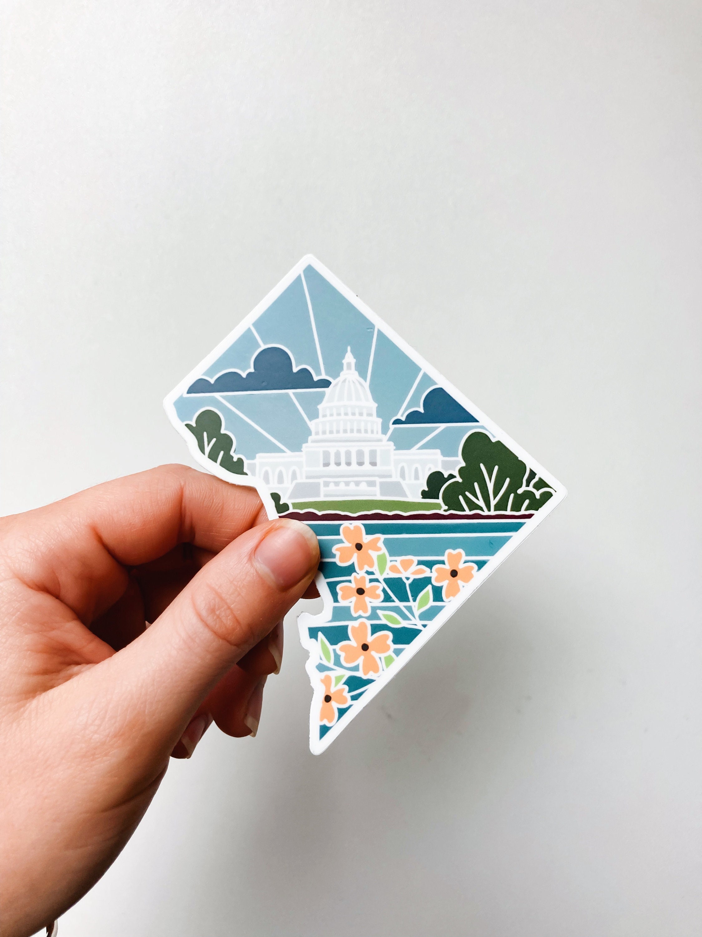 Washington D.C. Durable Sticker | High Quality Bumper Sticker | United States Vinyl Decal | Weatherproof Sticker | Water Bottle Sticker | 3&quot;
