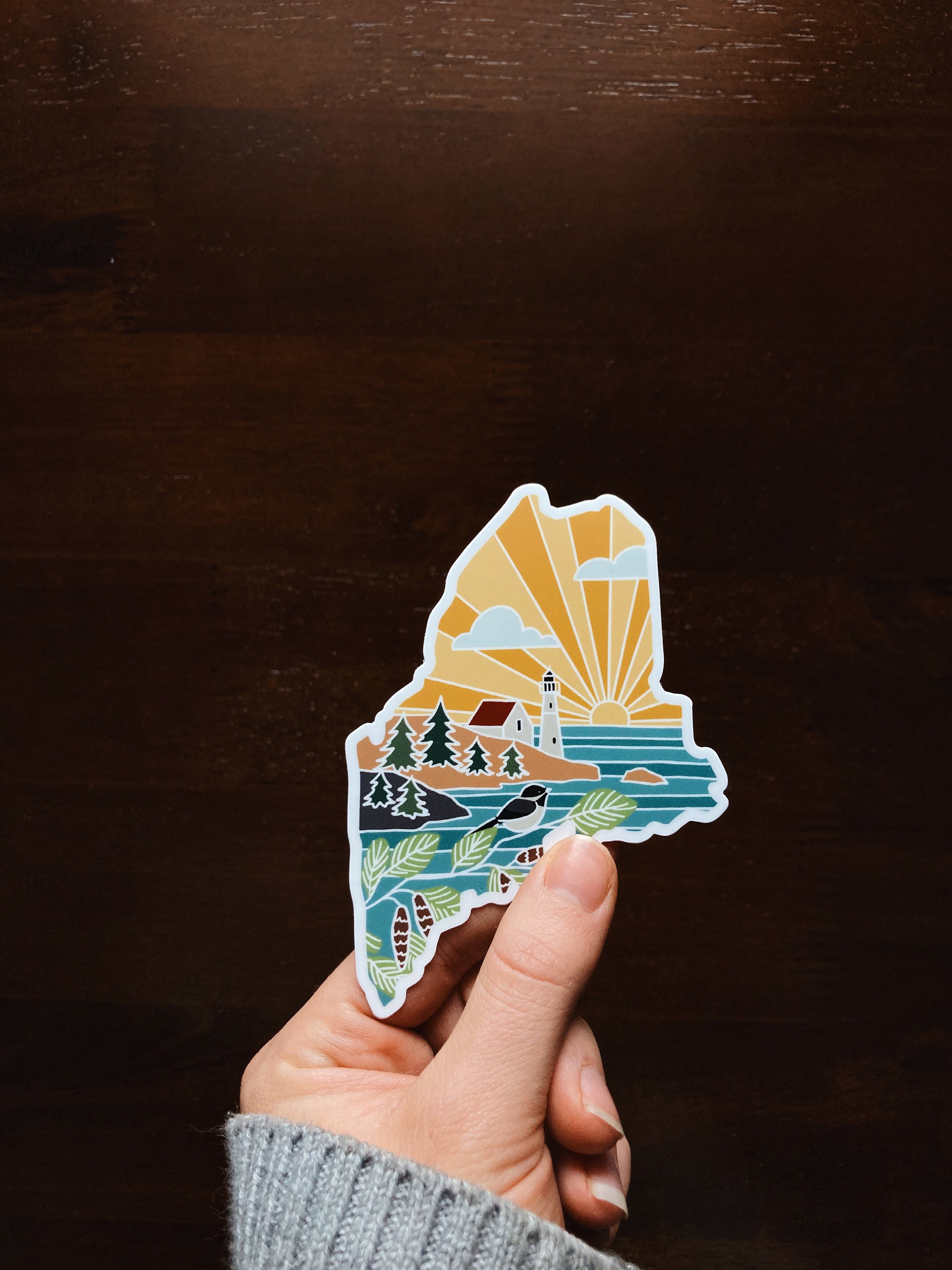 Maine Durable Sticker | High Quality Bumper Sticker | United States Vinyl Decal | Weatherproof Sticker | Water Bottle Sticker | 4&quot;