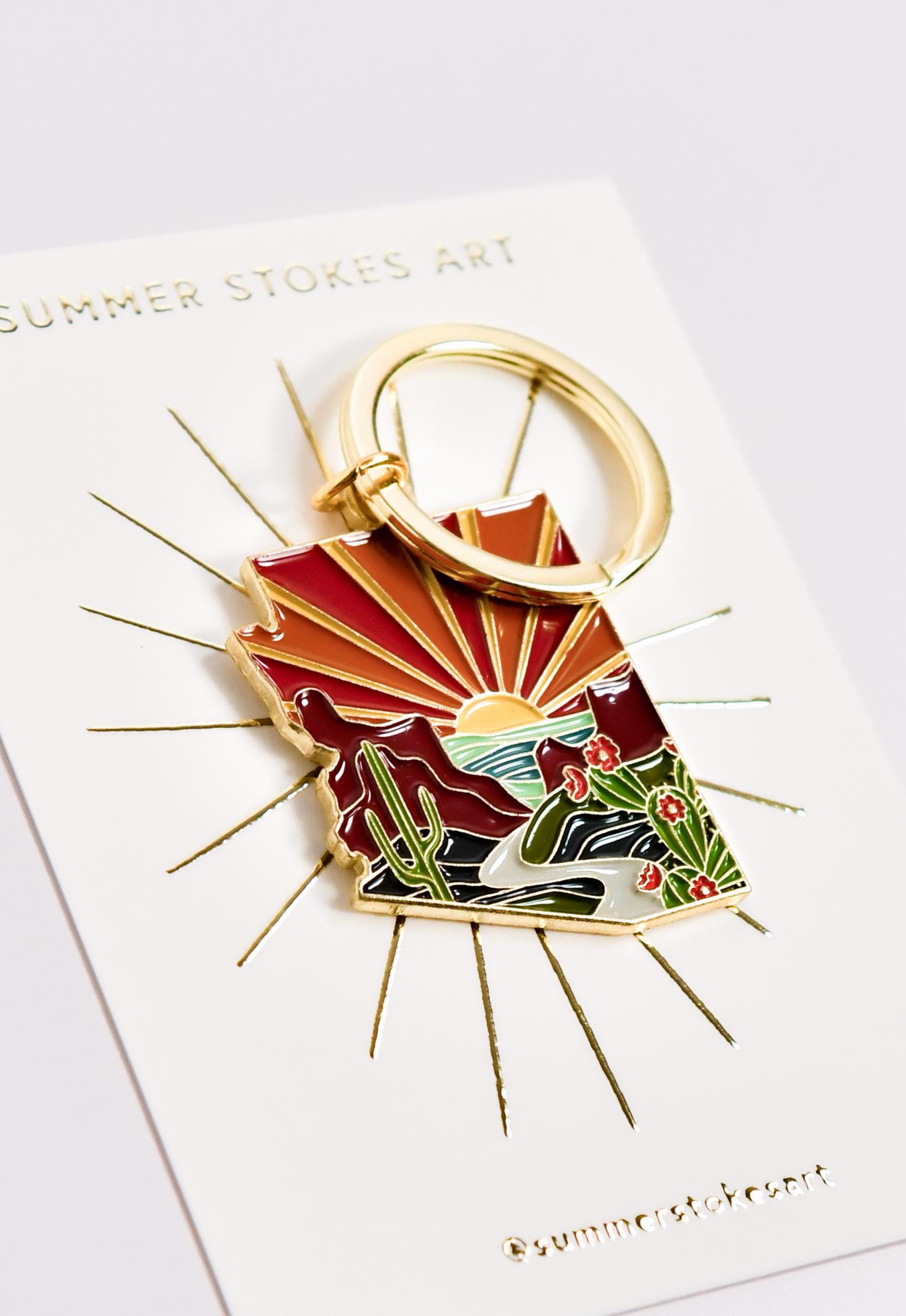 Arizona Soft Enamel Keychain | Arizona Outline Key Ring | Illustrated State Keychain 1.5&quot;