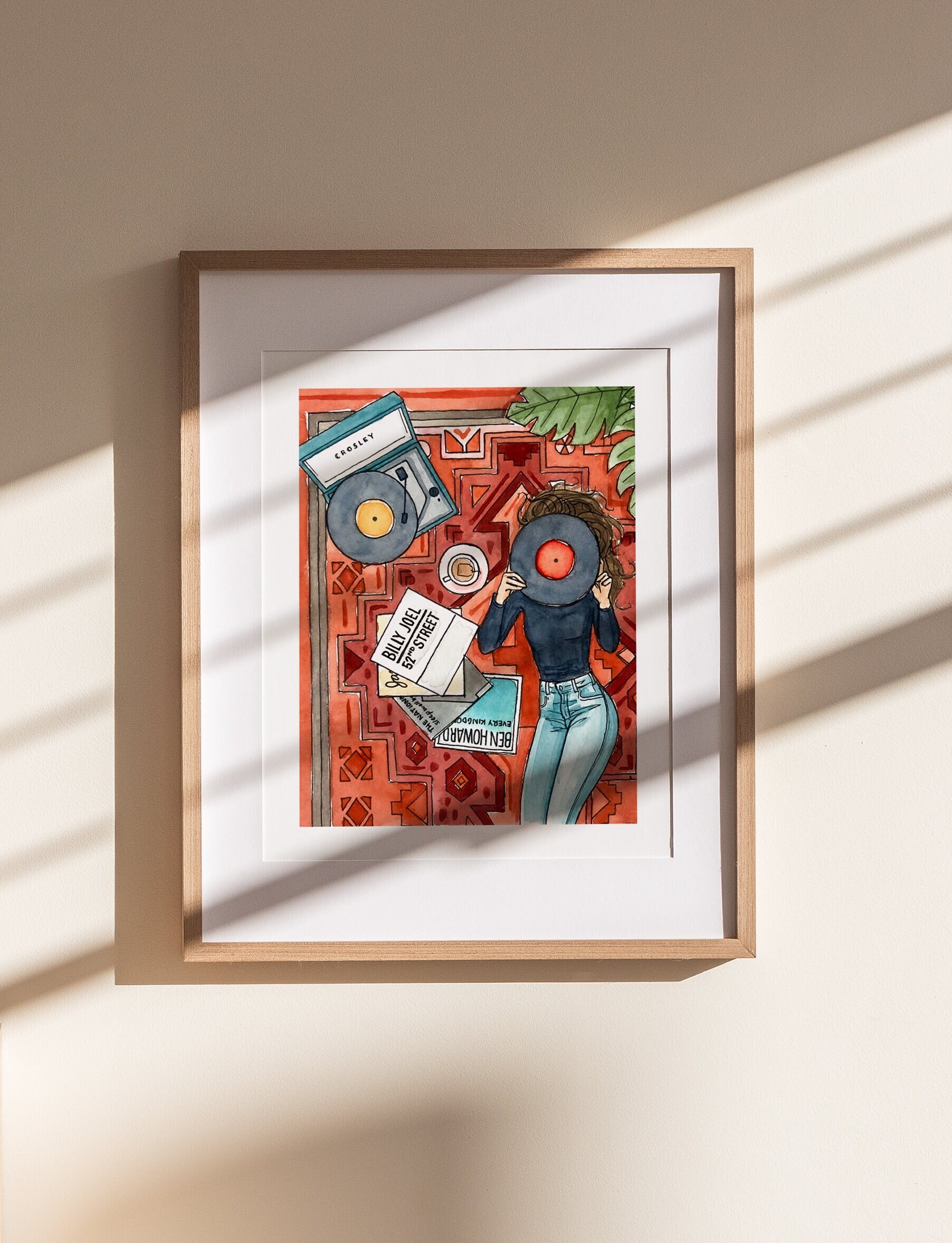 Record Print | Watercolor Illustration | Wall Art | 8x10&quot; 5x7&quot; Archival Art Print | Music Lover Gift
