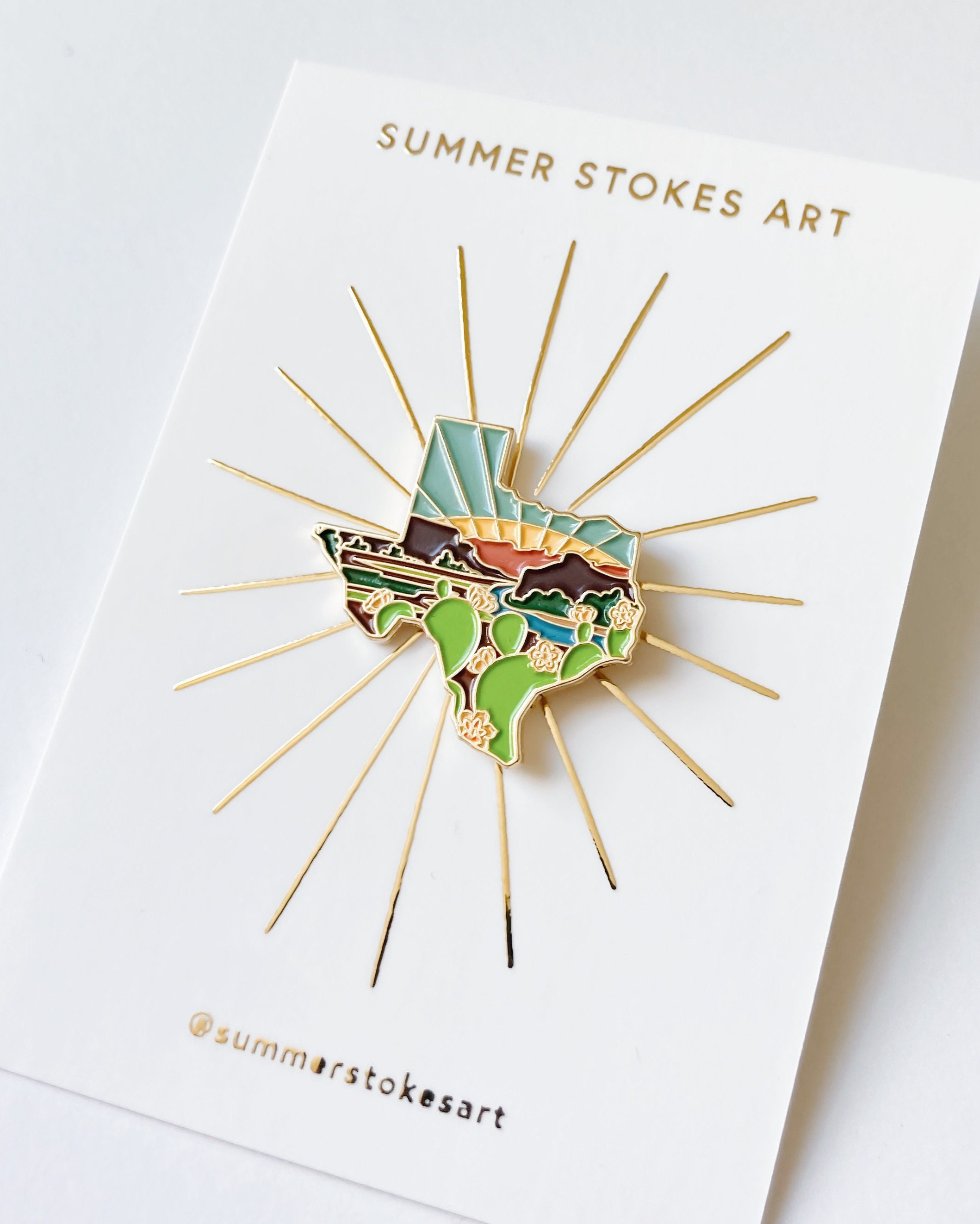 Texas Enamel Pin | Gold Soft Enamel Pin | Illustrated United State Pin | Butterfly Clasp | 1.25&quot;
