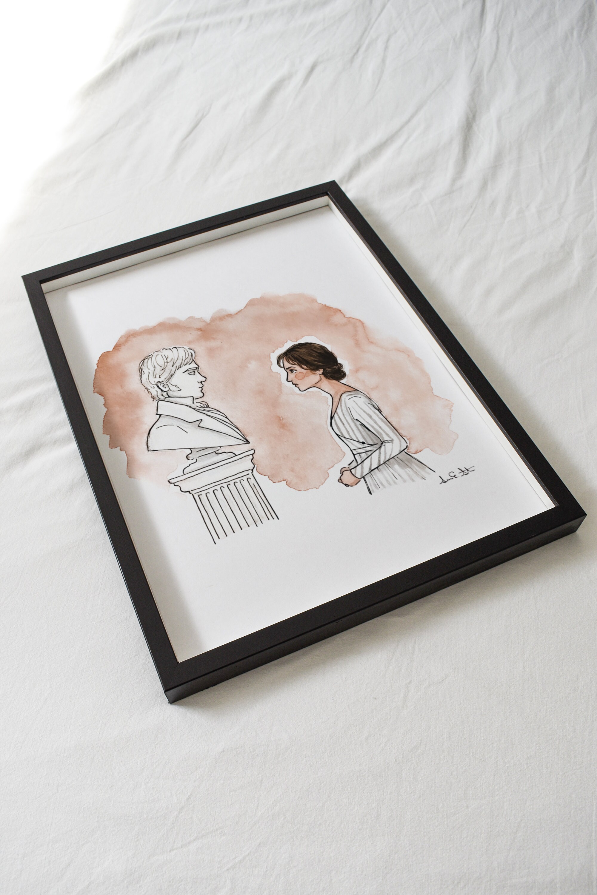 Pride & Prejudice Pemberley Print | Watercolor Illustration | 8x10&quot; 5x7&quot; Archival Art Print | Mr. Darcy Elizabeth Bennet