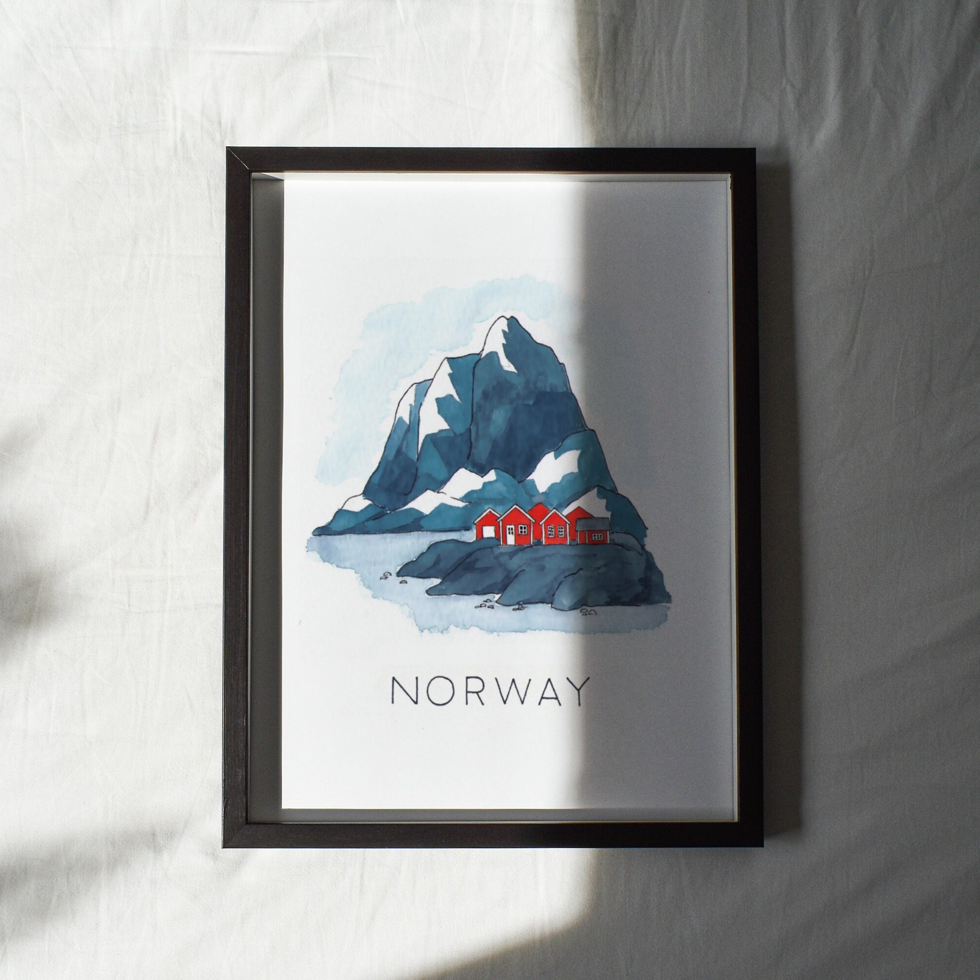 Beautiful Norway Landscape Art Print | Nordic Illustration | Scandinavian Art Print | Nature Wall Decor | Nursery Decor | Travel Wall Art