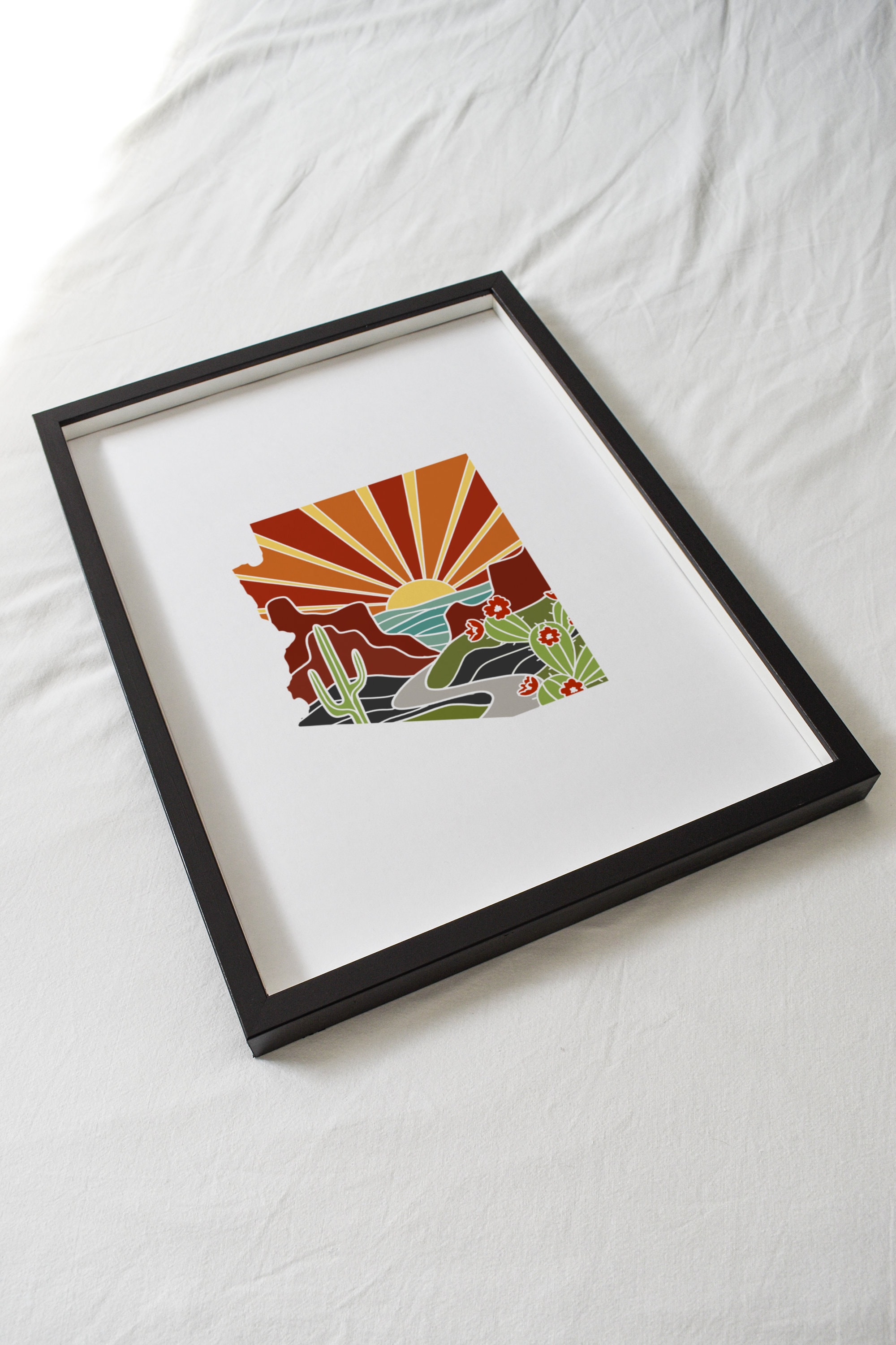 Arizona Art Print | State Wall Art | 5x7, 8x10, 11x14, 16x20 Archival Art Print | AZ Outline Poster | Arizona Illustration