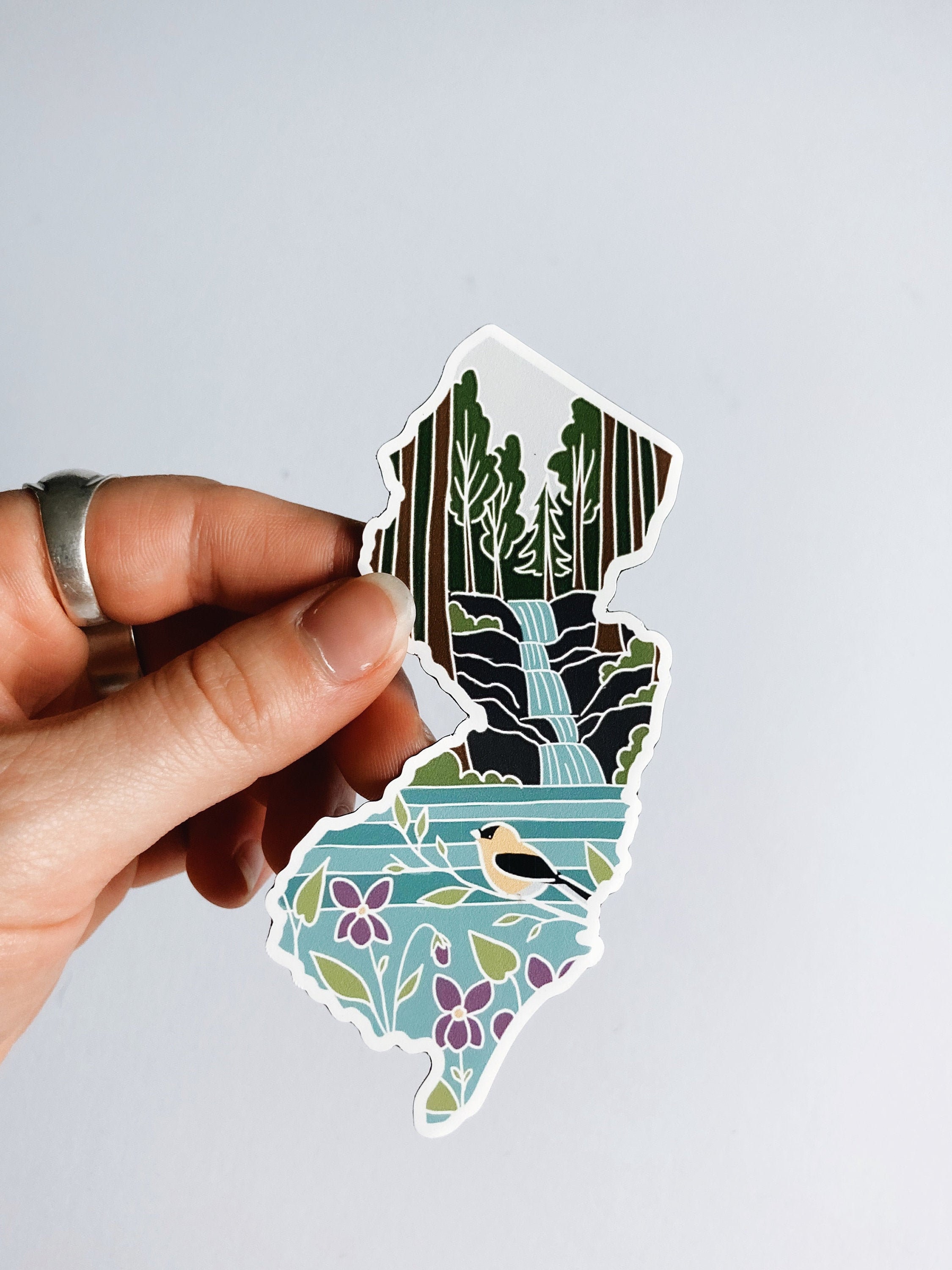 New Jersey Car Magnet | Weatherproof State Magnet | Outdoorsy Magnet | Locker Magnet | Fridge Magnet | Waterproof Magnet | 4&quot;