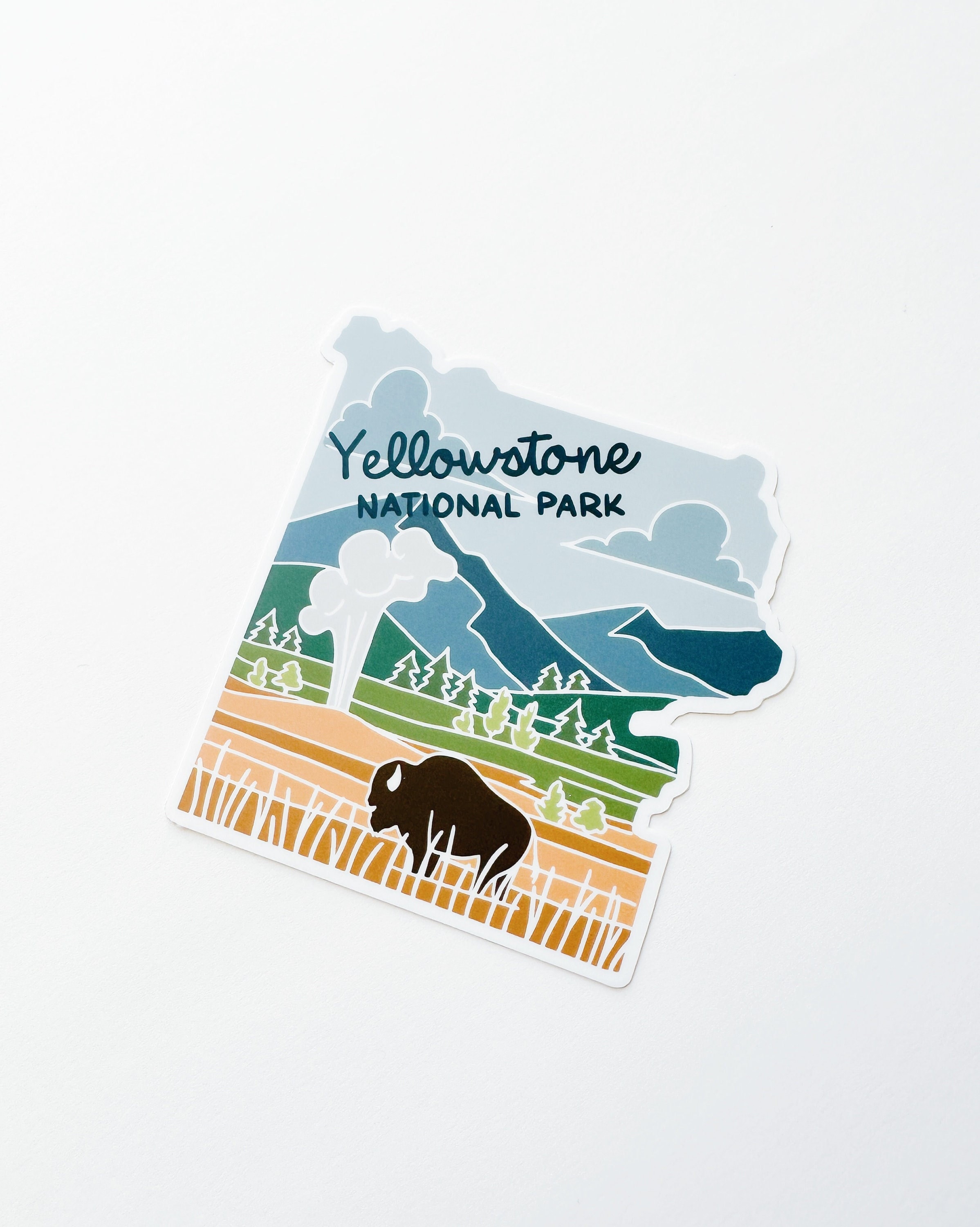 Yellowstone Car Magnet | National Park Illustration | Outdoorsy Magnet | Locker Magnet | Fridge Magnet | Lightweight Magnet | 4&quot;