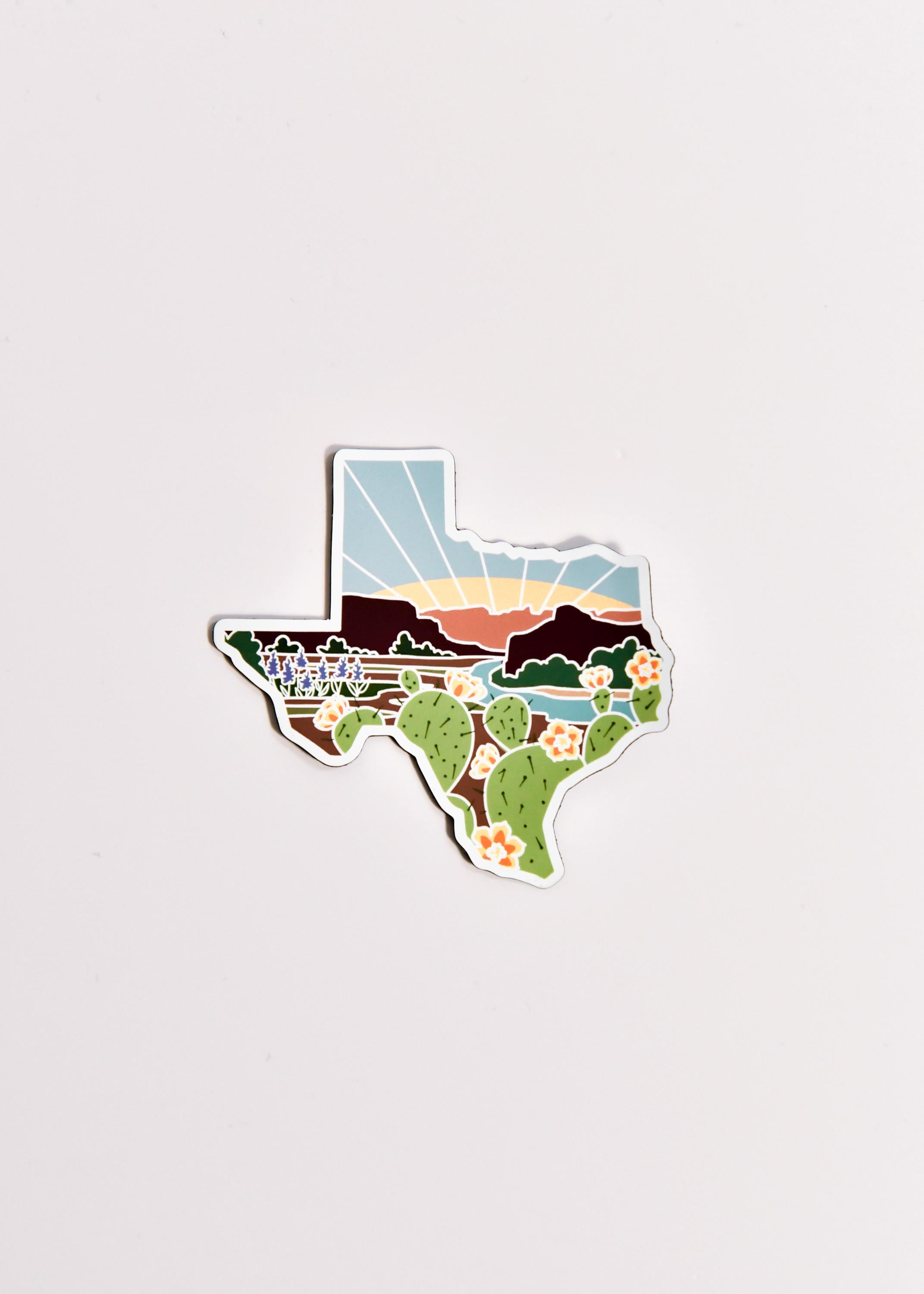 Texas Car Magnet | Illustrated Weatherproof State Magnet | Outdoorsy Magnet | Texas Gift | Car Magnet | Fridge Magnet