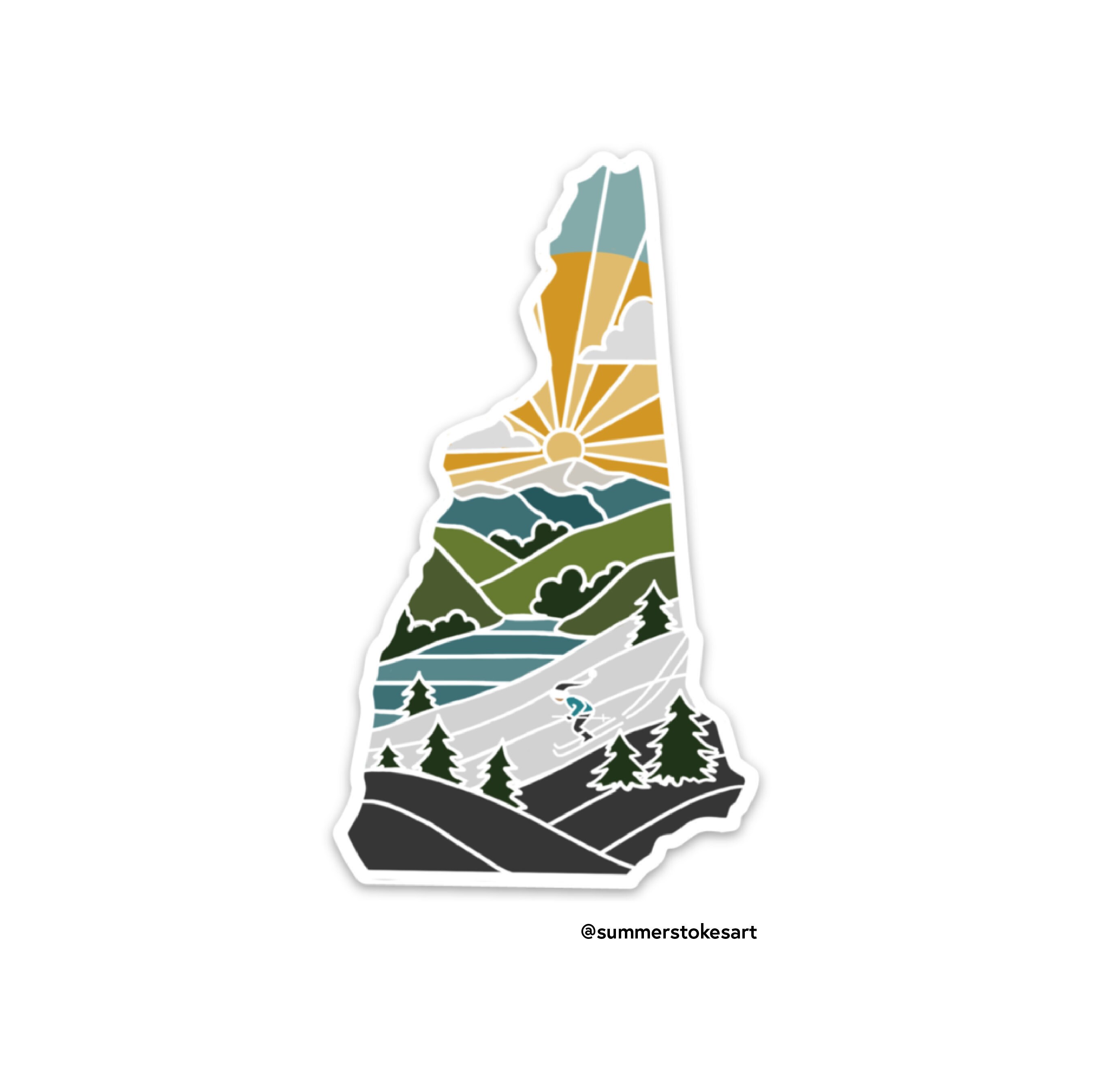 New Hampshire Durable Sticker | High Quality Bumper Sticker | United States Vinyl Decal | Weatherproof Sticker | Water Bottle Sticker | 4&quot;