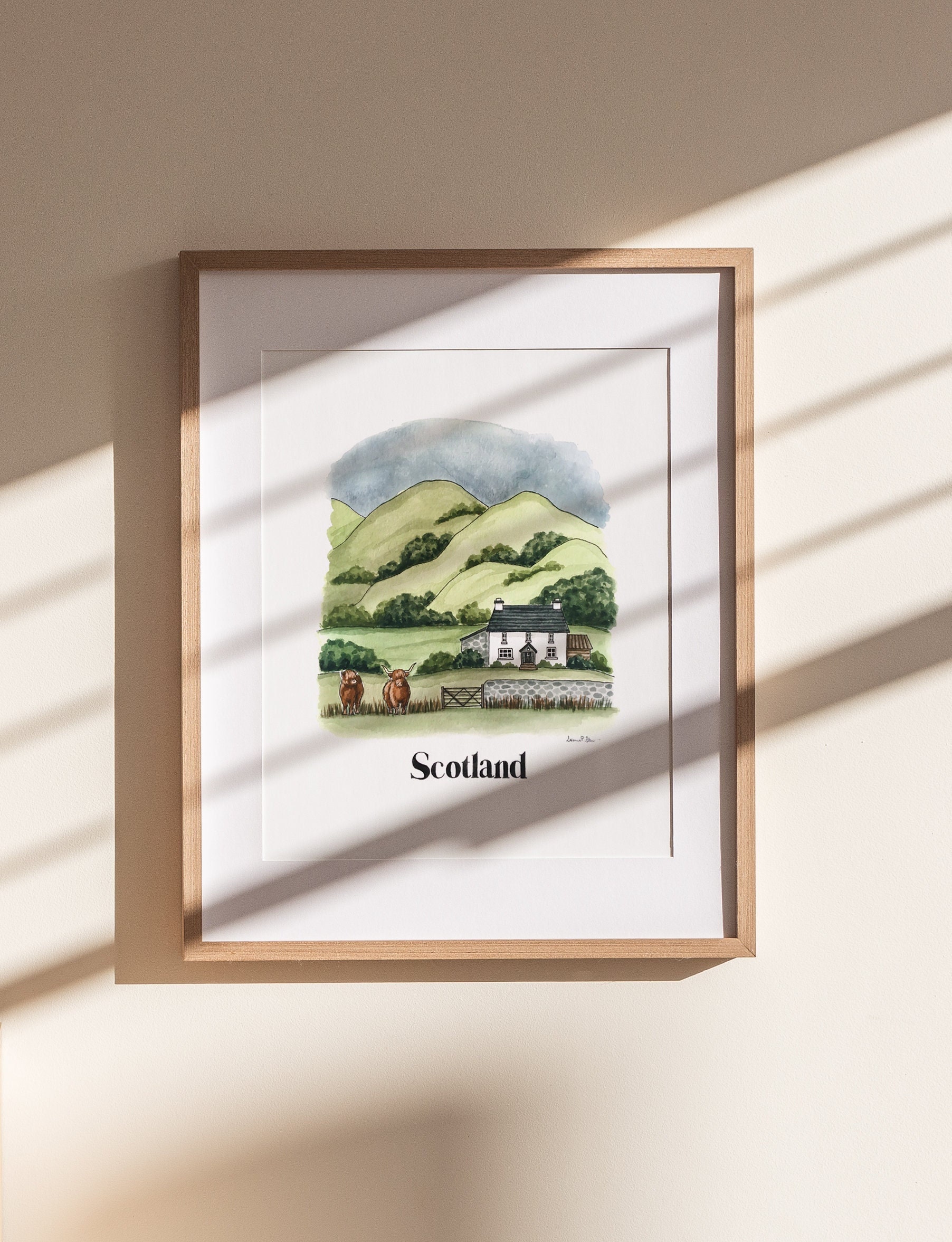 Scotland Print | Watercolor Illustration | Wall Art | 8x10&quot; 5x7&quot; Archival Art Print