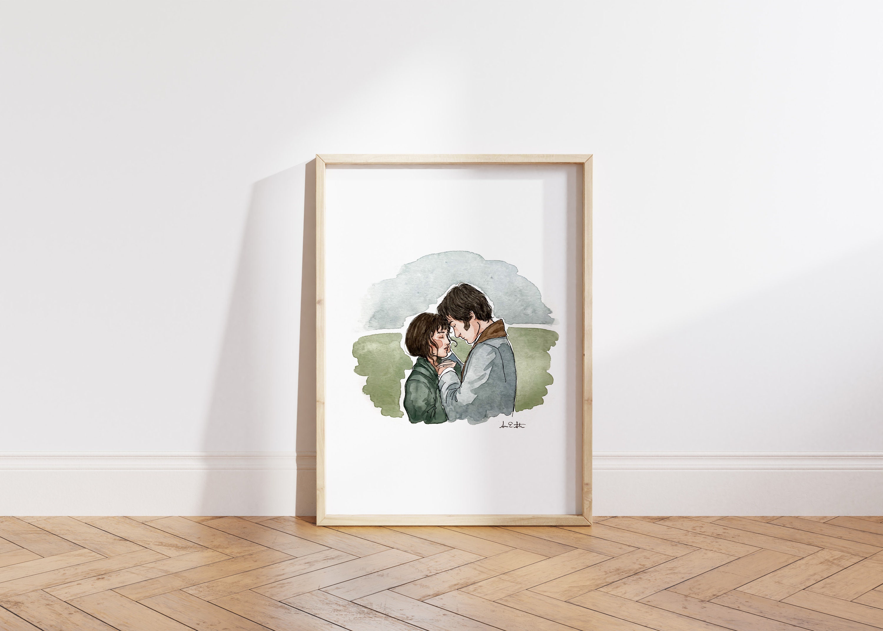 Pride & Prejudice Lizzie and Darcy Print | Watercolor Illustration | Wall Art | 8x10&quot; 5x7&quot; Archival Art Print