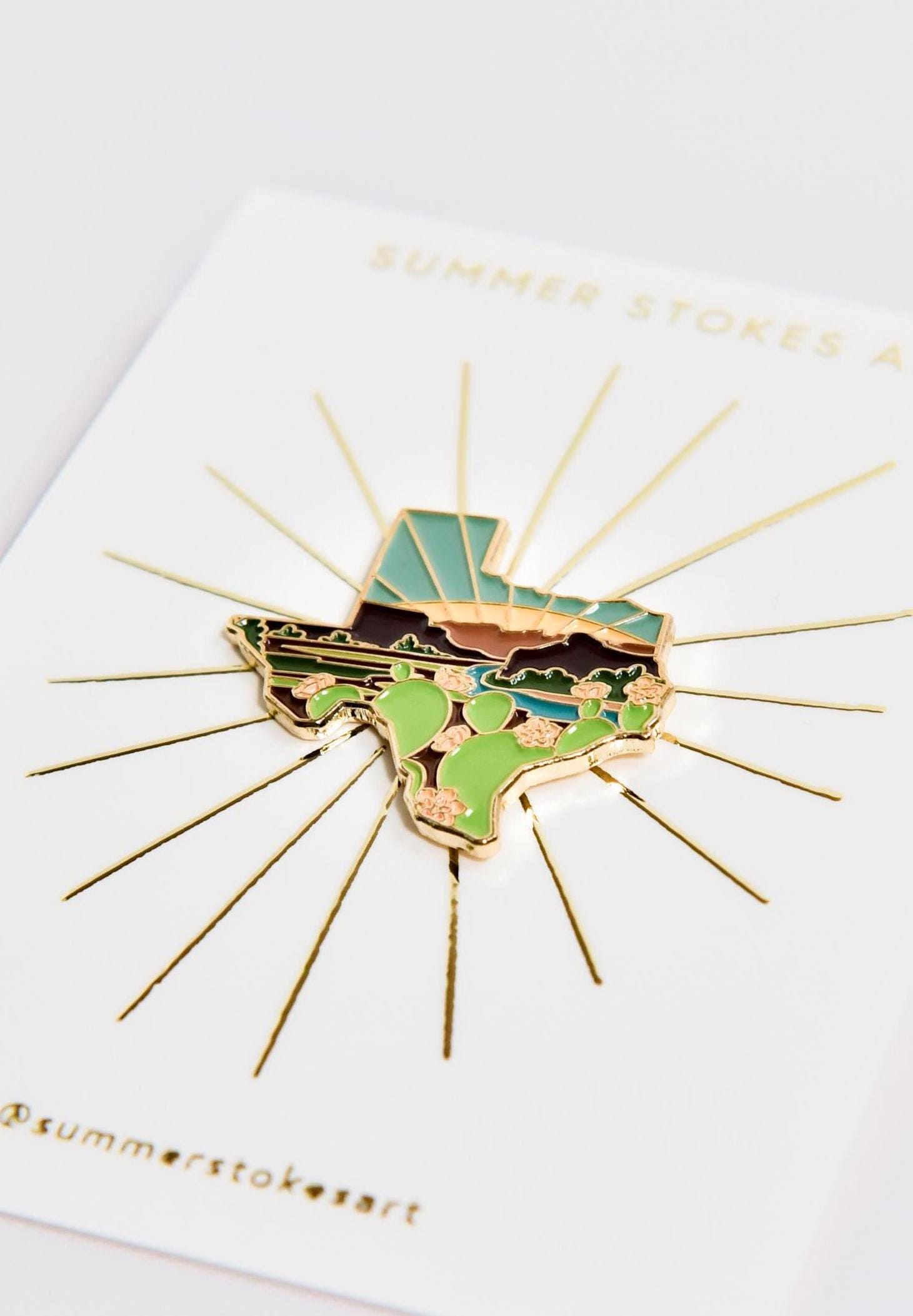 Texas Enamel Pin | Gold Soft Enamel Pin | Illustrated United State Pin | Butterfly Clasp | 1.25&quot;