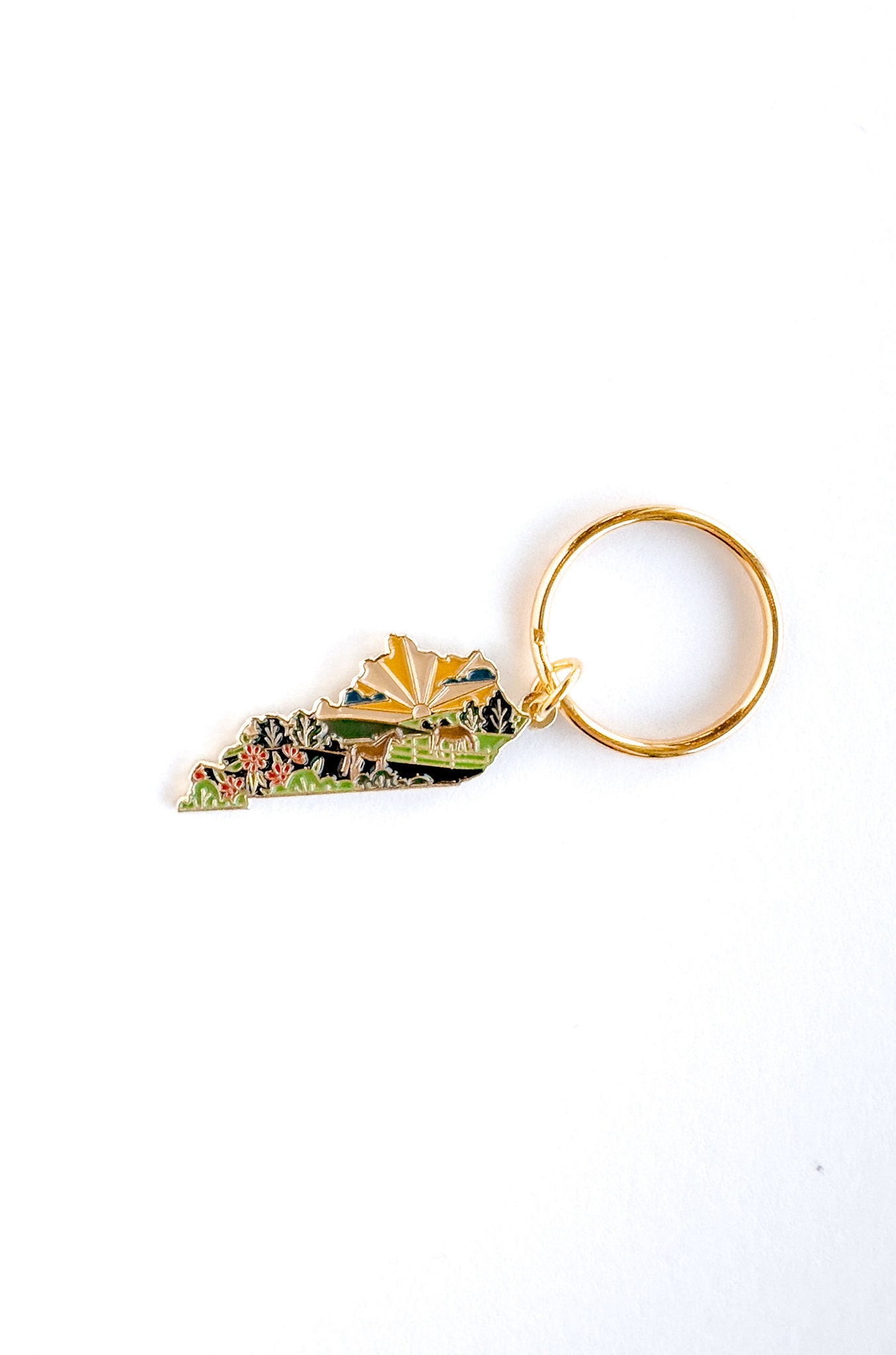 Kentucky Soft Enamel Keychain | Kentucky Outline Key Ring | Illustrated State Keychain 1.5&quot;