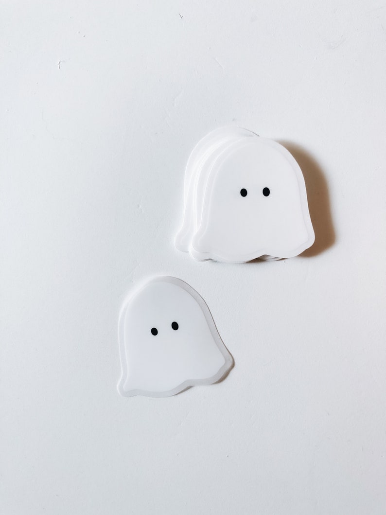 Cute Ghost Transparent Sticker Waterproof Sticker Vinyl Decal Waterbottle Sticker Laptop decal Halloween Spooky Season Haunted image 1