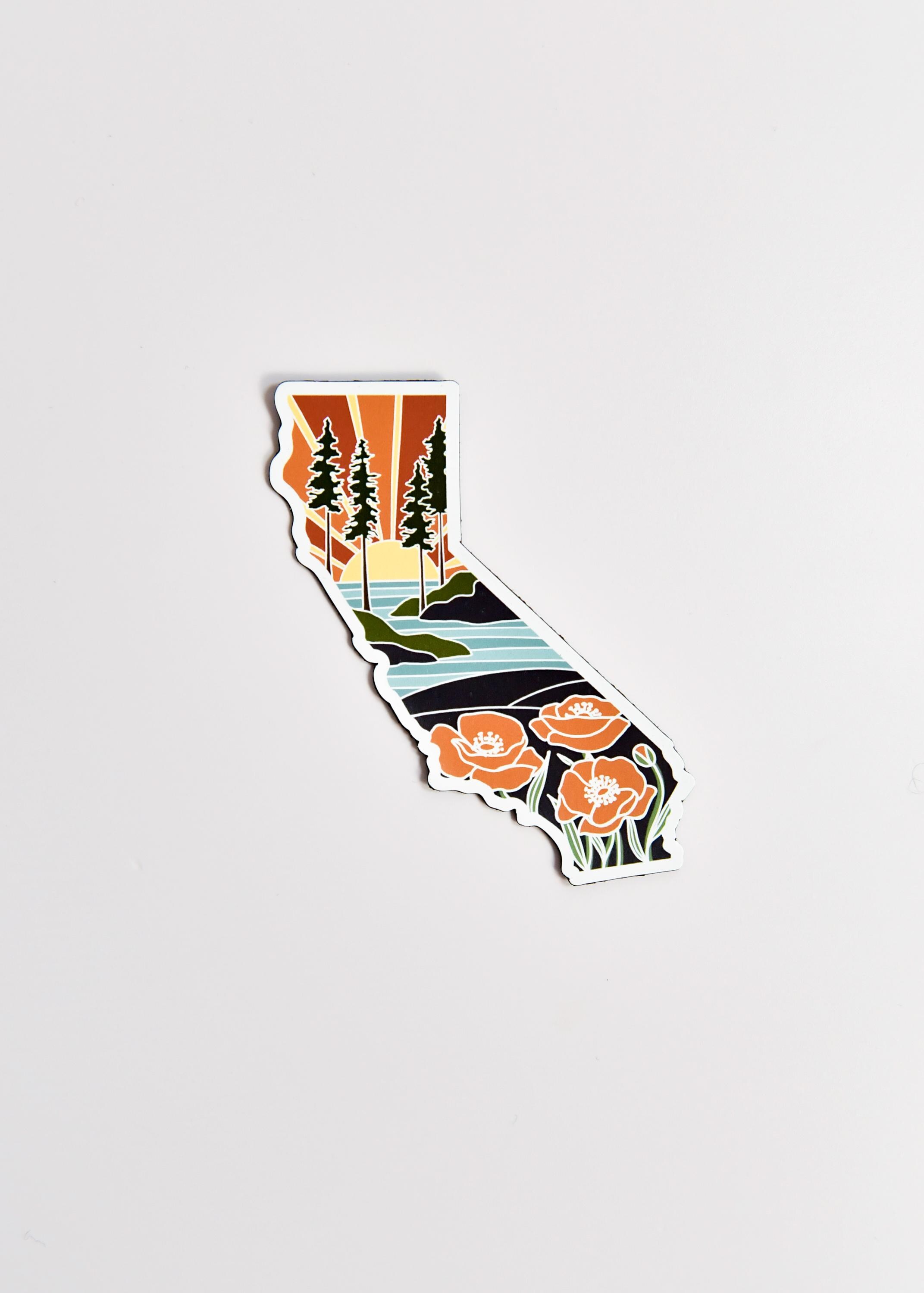 California Car Magnet | Weatherproof State Magnet | Outdoorsy Magnet | Locker Magnet | Fridge Magnet | Weatherproof Magnet | 3&quot;