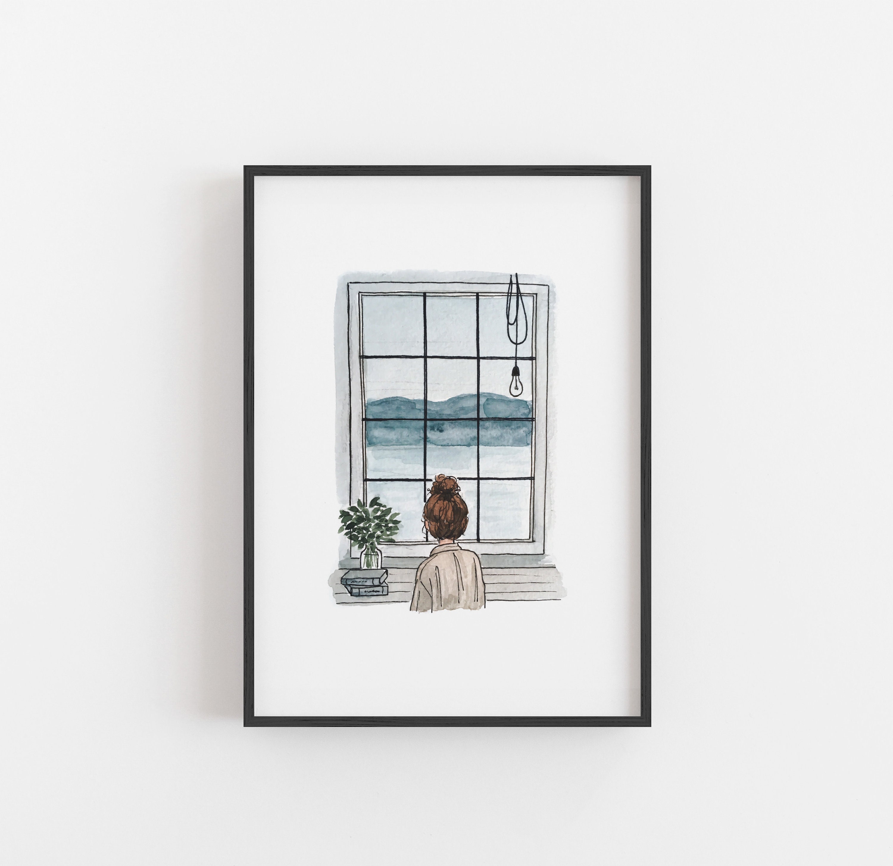 Moody Window Print | Watercolor Illustration | Wall Art | 8x10&quot; 5x7&quot; Archival Art Print