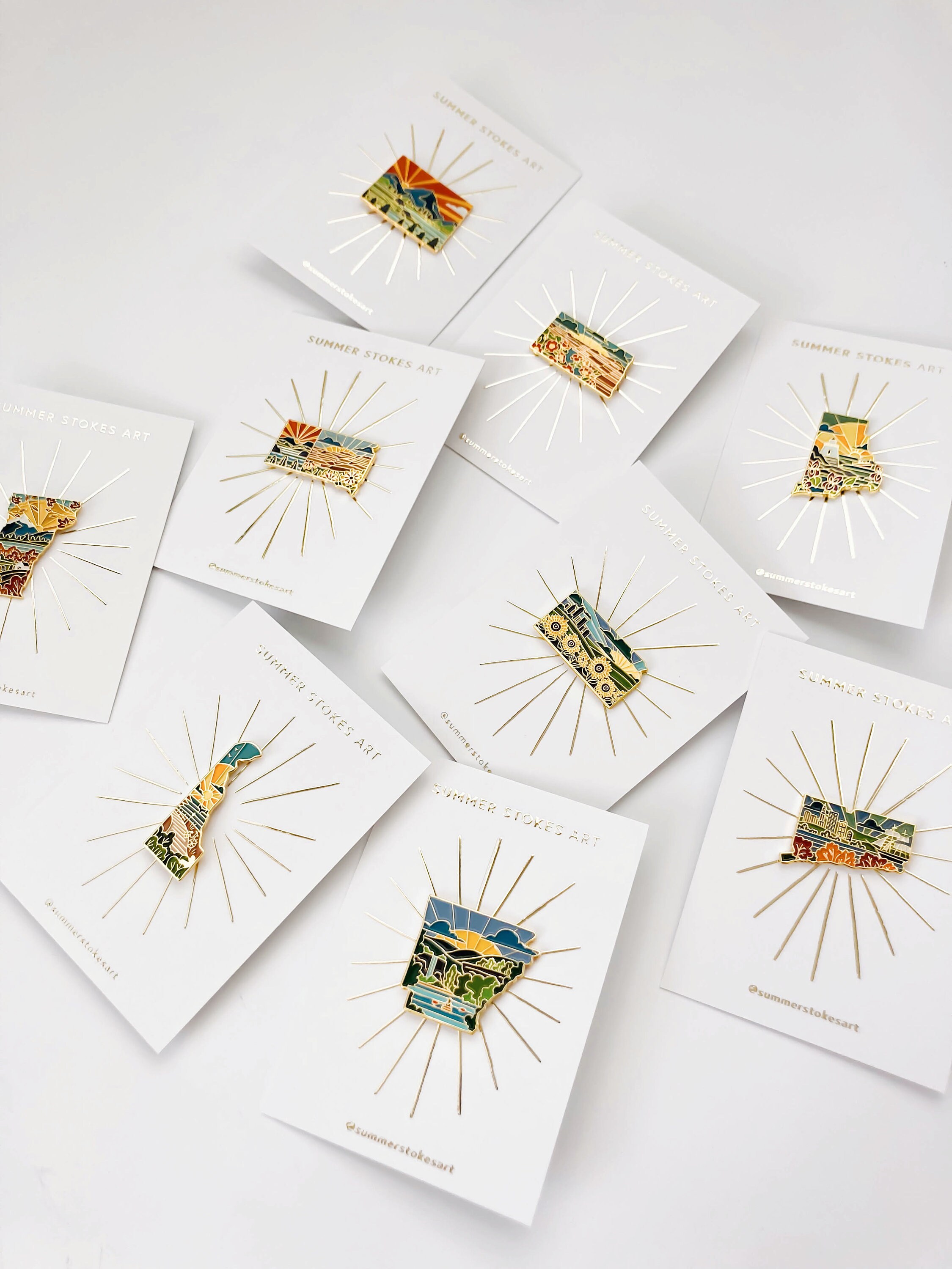 Kansas Sunflower Enamel Pin | Kansas Outline Pin | Illustrated State Pin | Butterfly Clasp | 1&quot;