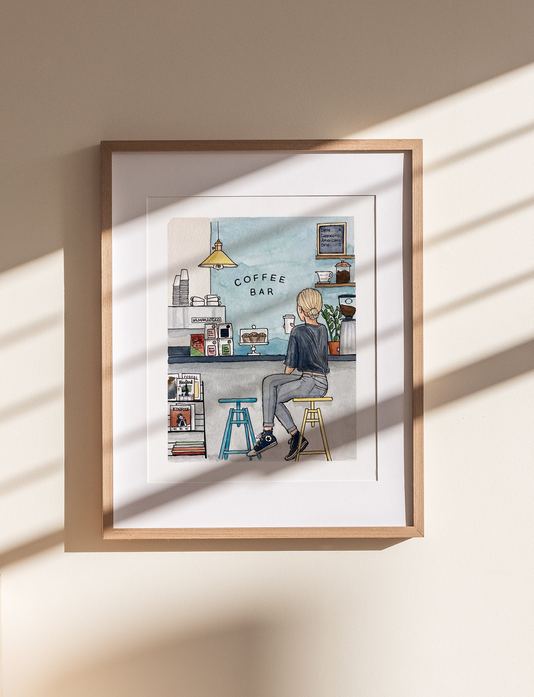 Coffee Shop Print | Watercolor Coffee Art Print | Illustrated Coffee Poster | Coffee Bar Art | Coffee Lovers Gift | Scandinavian Kitchen
