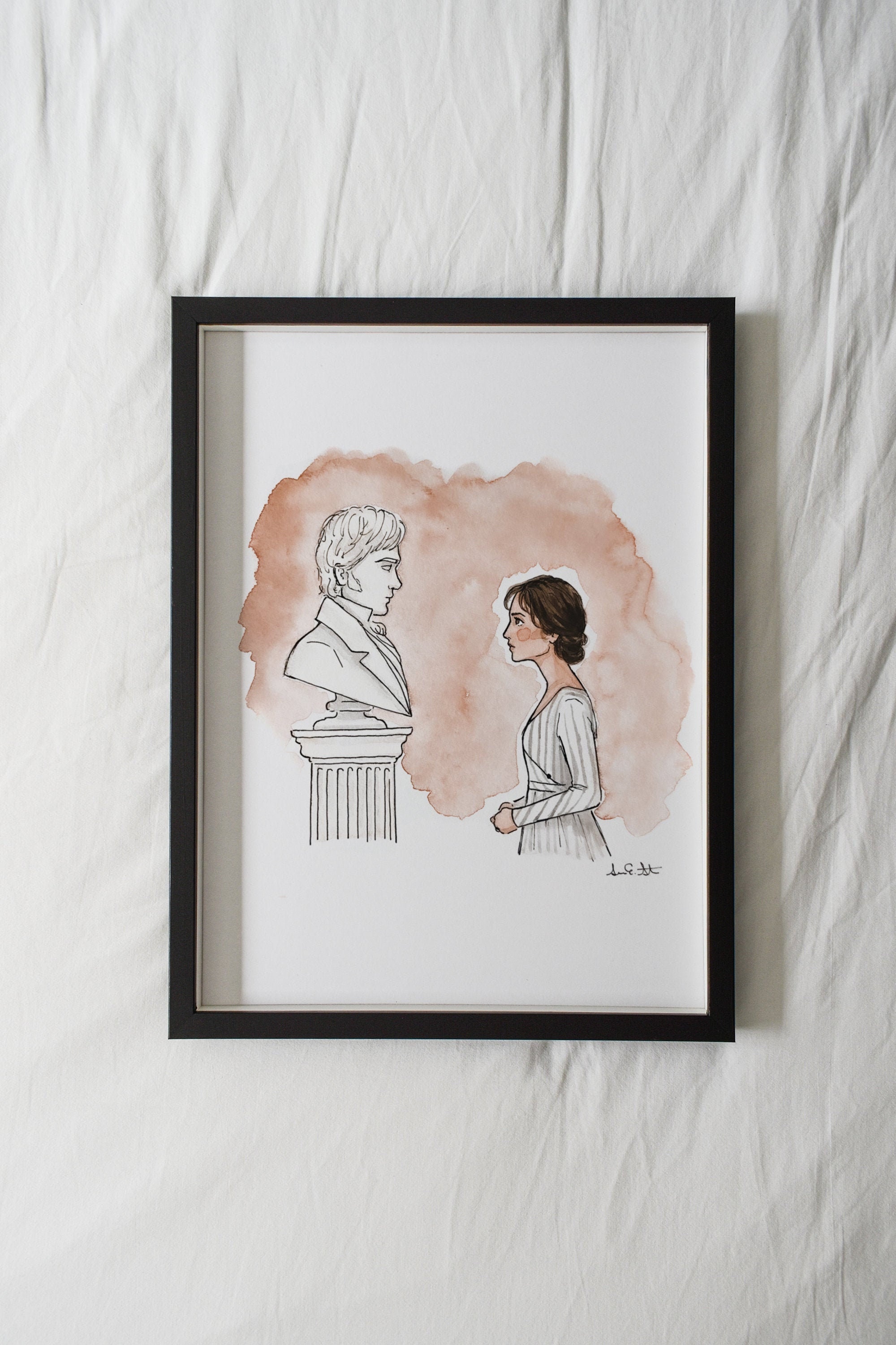 Pride & Prejudice Pemberley Print | Watercolor Illustration | 8x10&quot; 5x7&quot; Archival Art Print | Mr. Darcy Elizabeth Bennet