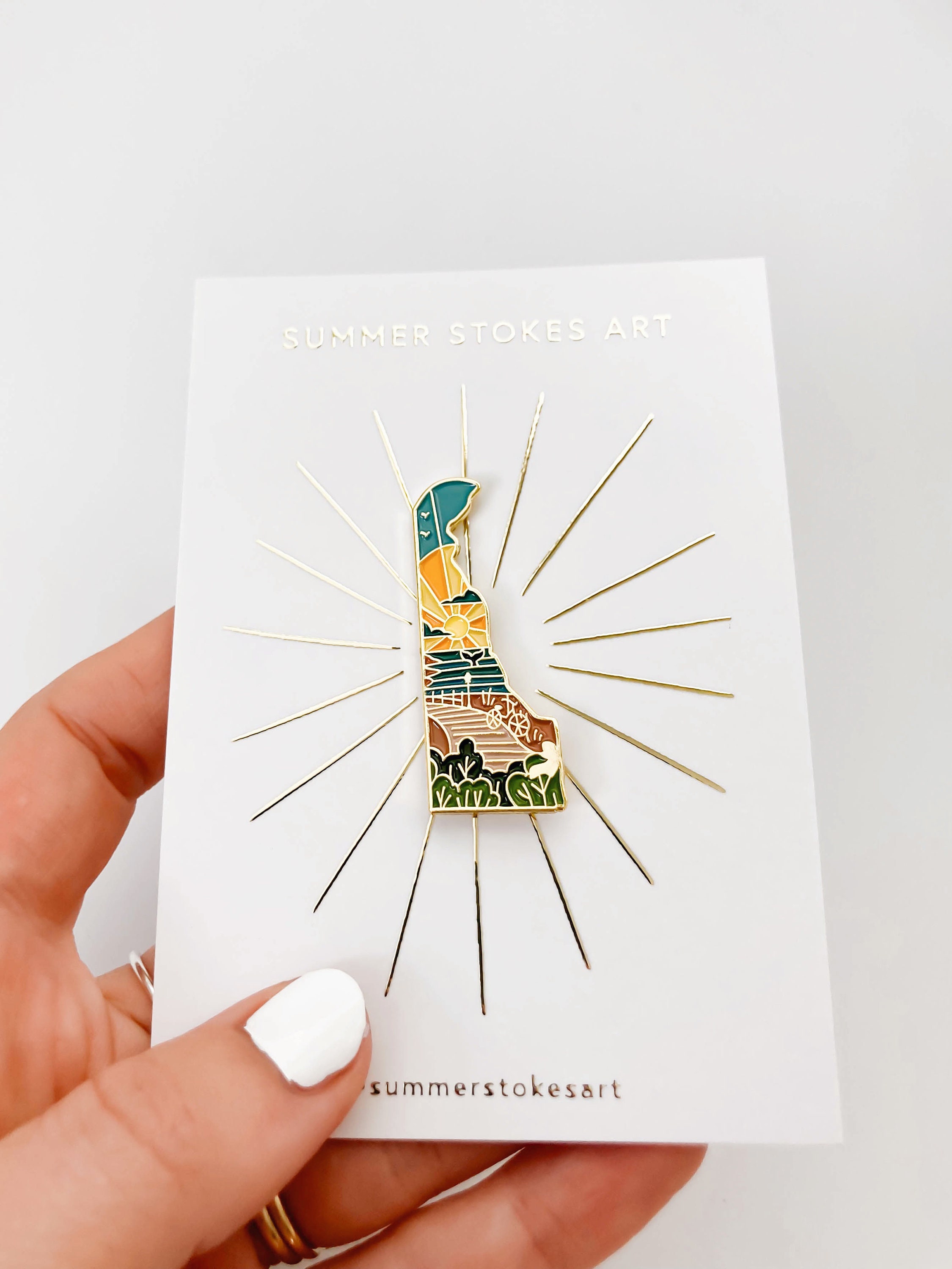Delaware Enamel Pin | Delaware Outline Pin | Illustrated State Pin | Butterfly Clasp | 1&quot;