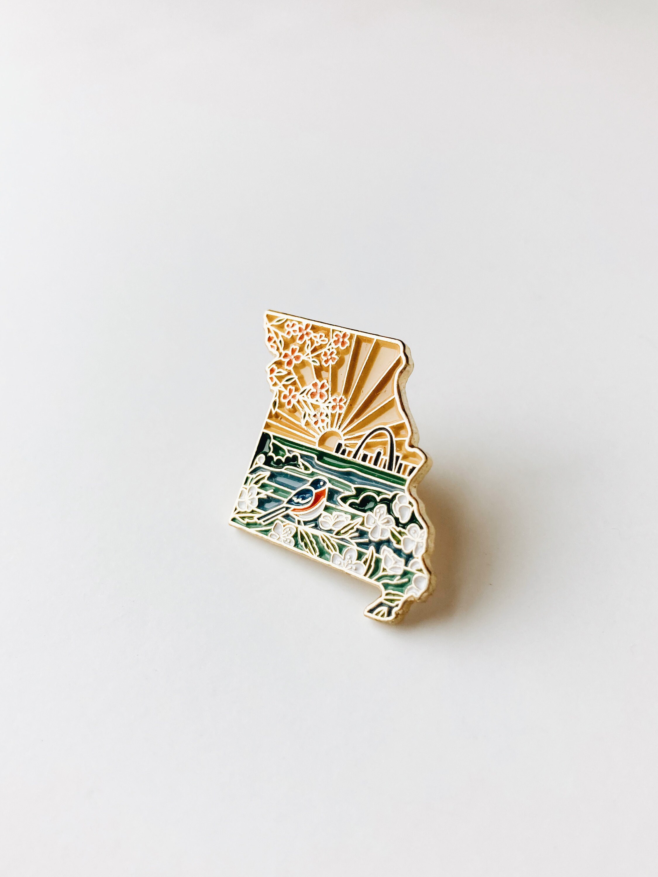 Missouri Enamel Pin | Gold Soft Enamel Pin | Illustrated United States Pin | Butterfly Clasp | 1.25&quot;