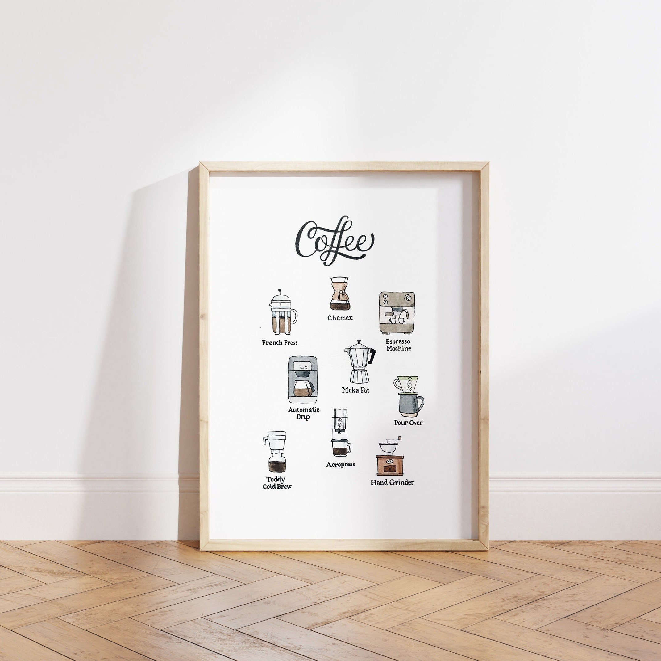 Coffee Print | Watercolor Illustration | Wall Art | 8x10&quot; 5x7&quot; Archival Art Print | Coffee Lover Gift
