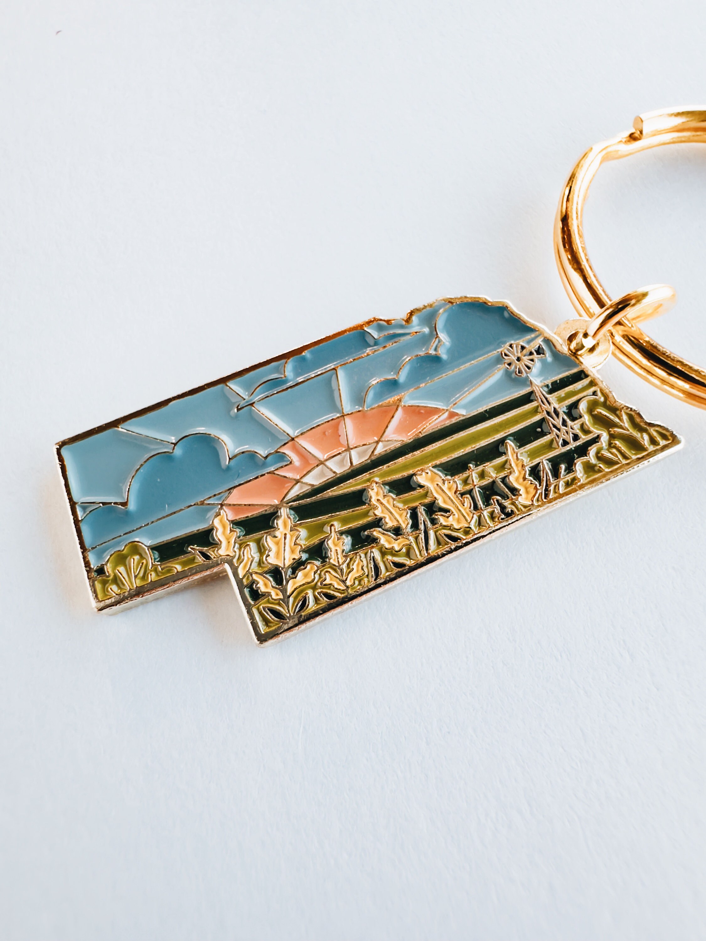 Nebraska Soft Enamel Keychain | Nebraska Outline Key Ring | Illustrated State Keychain 1.5&quot;