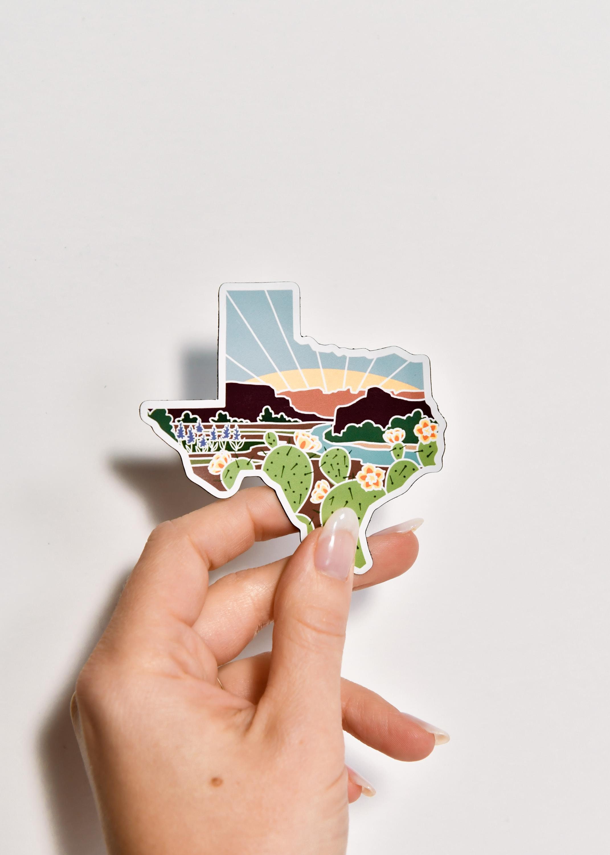 Texas Car Magnet | Illustrated Weatherproof State Magnet | Outdoorsy Magnet | Texas Gift | Car Magnet | Fridge Magnet
