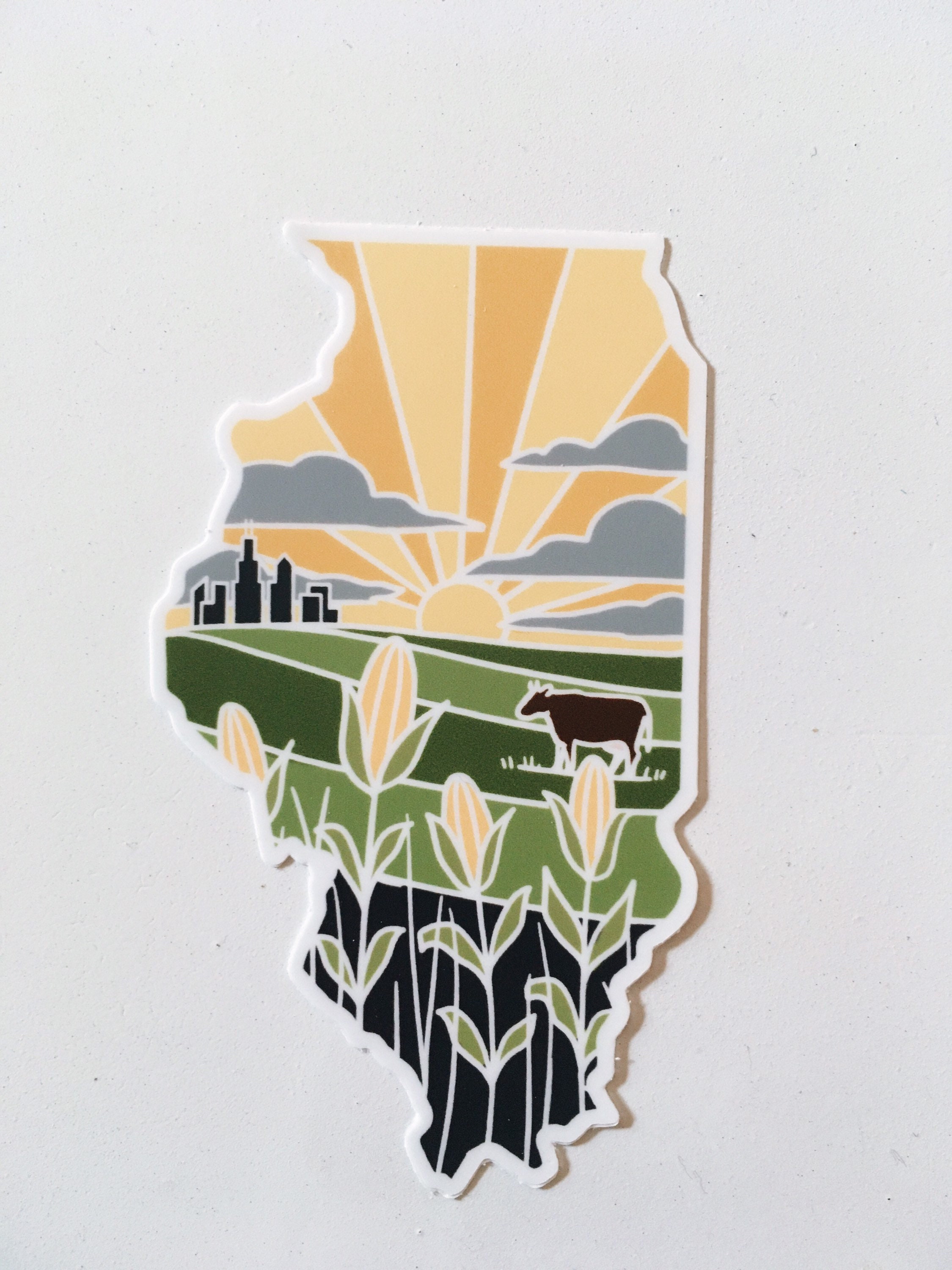 Illinois Durable Sticker | High Quality Bumper Sticker | United States Vinyl Decal | Weatherproof Sticker | Water Bottle Sticker | 4&quot;