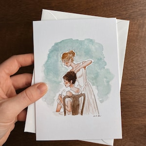 Fierté et préjugés Jane et Lizzie Carte De Vœux | Aquarelle Jane Austen | Papeterie vierge | Carte de voeux littéraire | Carte individuelle