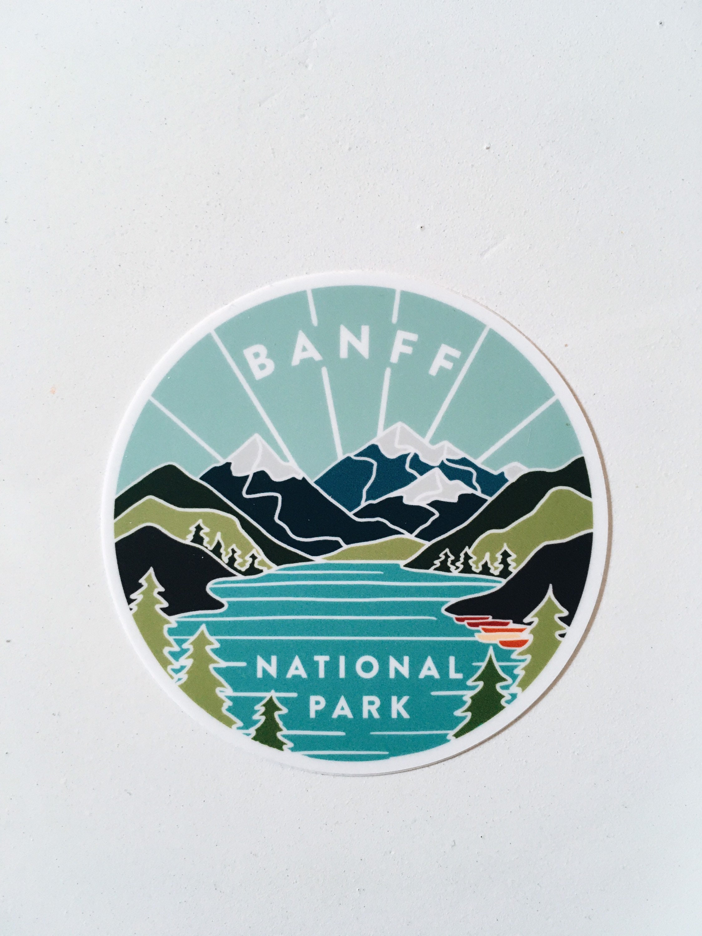 Banff Durable Sticker | High Quality Bumper Sticker | Canada Vinyl Decal | Banff National Park Illustration | Weatherproof Sticker | 3&quot;
