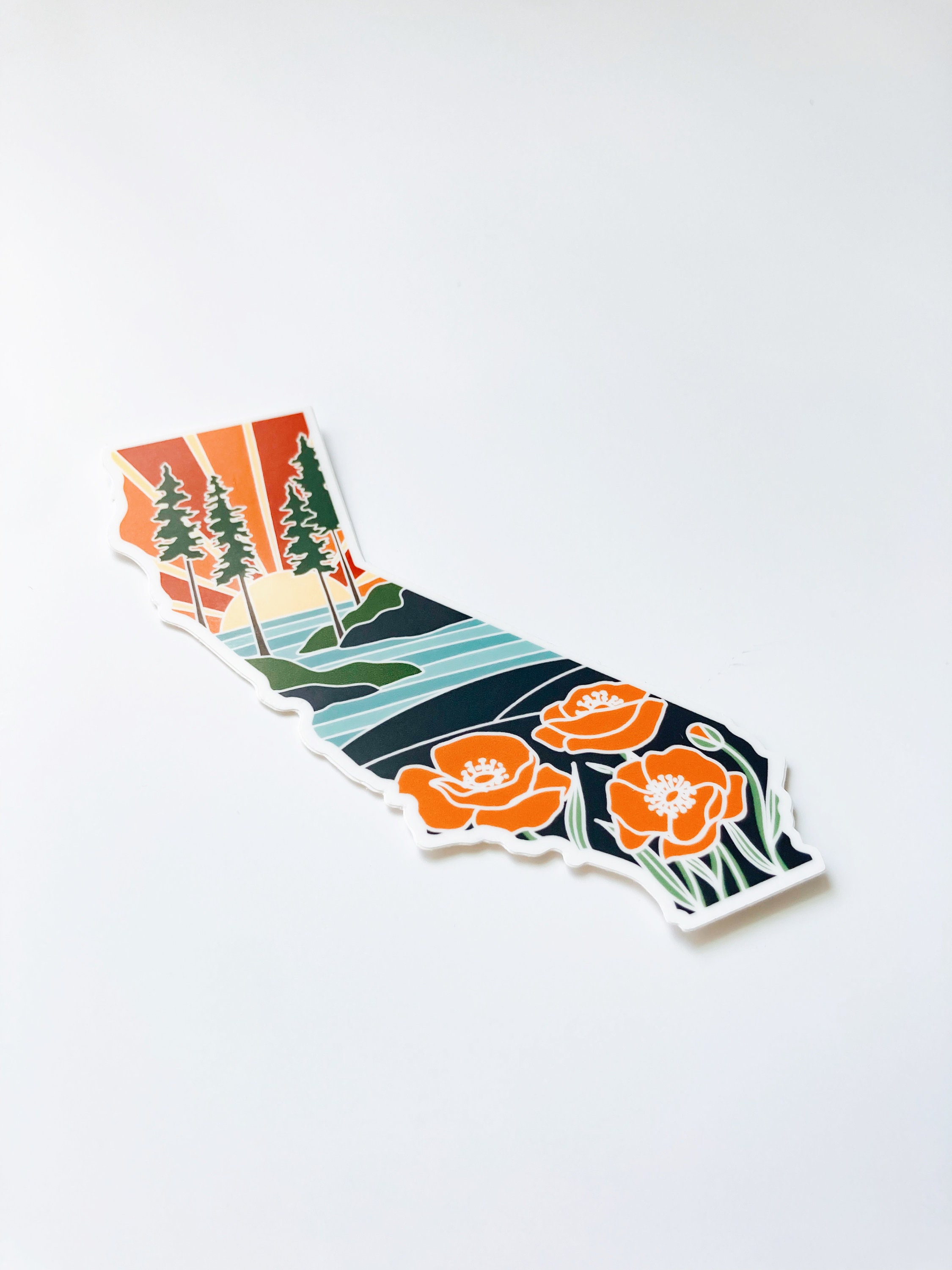 California Poppy Durable Sticker | High Quality Bumper Sticker | United States Vinyl Decal | Weatherproof Sticker | 3&quot;