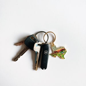 Gold Texas Soft Enamel Keychain 1.5 Texas Outline Key Ring Illustrated State Keychain image 4