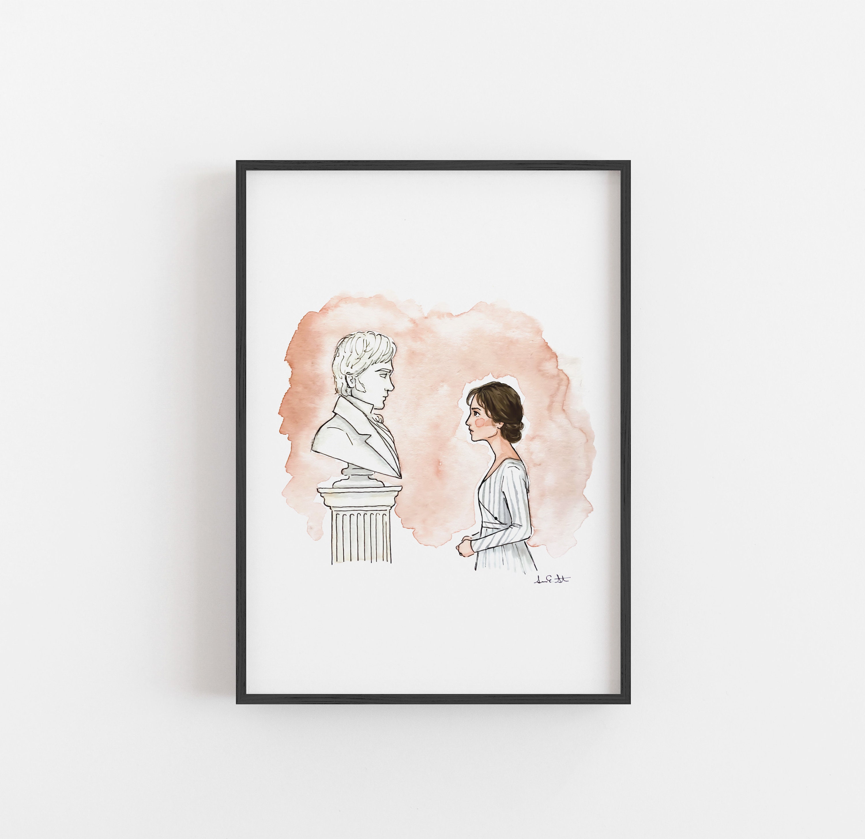 Pride & Prejudice Pemberley Print | Watercolor Illustration | 8x10&quot; 5x7&quot; Archival Art Print | Mr. Darcy Elizabeth Bennet