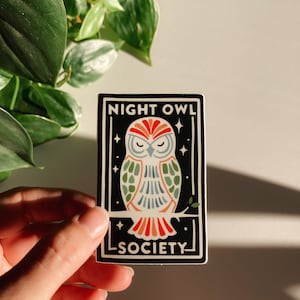 Night Owl Weatherproof, Durable Sticker Waterproof Cute Decal Water Bottle Sticker Phone decal image 3